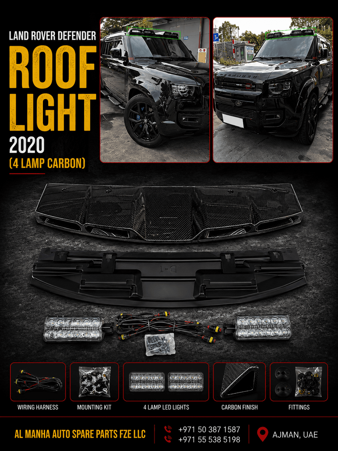 DEFENDER ROOF LIGHT 2020( 4 lamp carbon)
