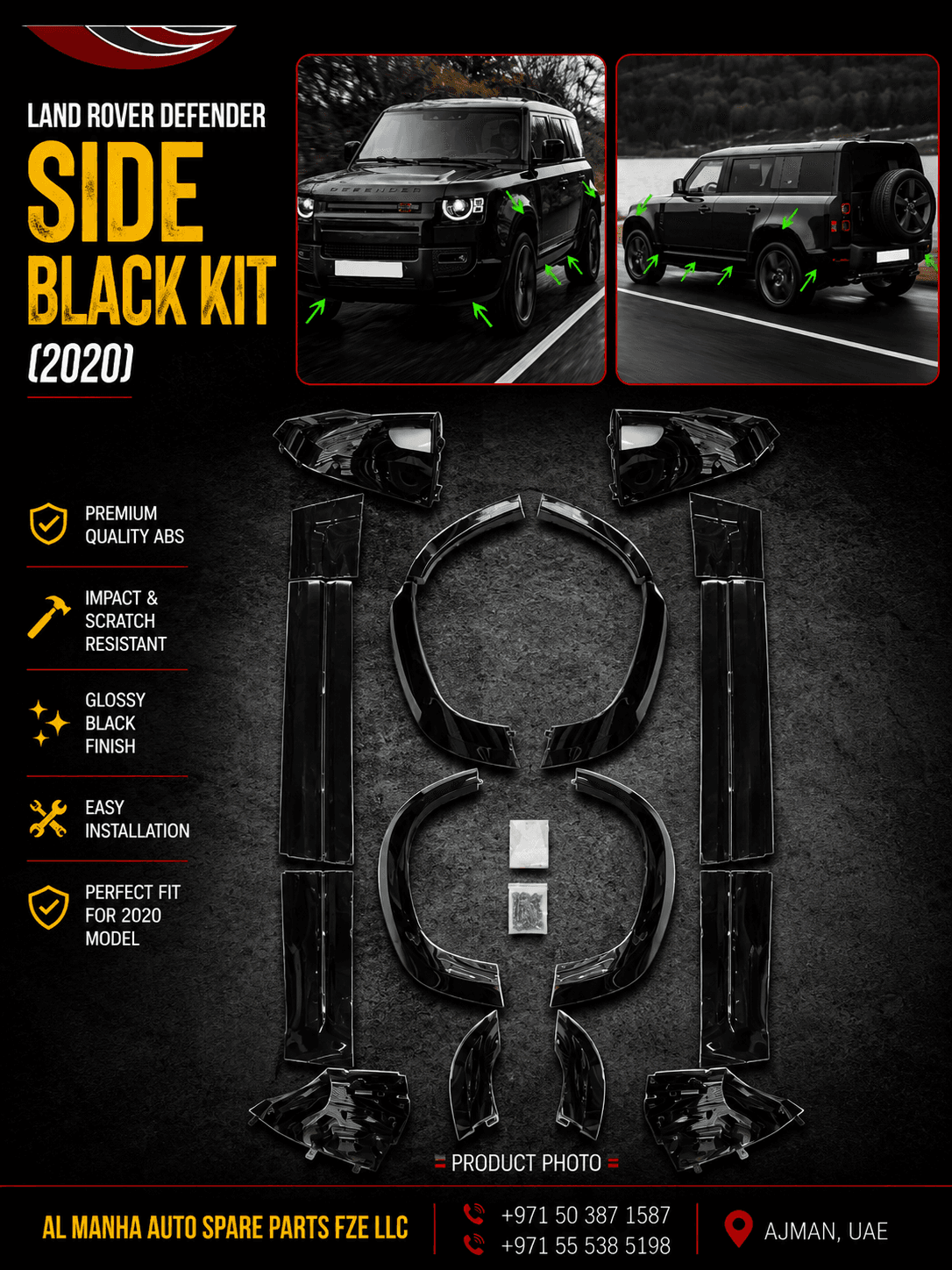 DEFENDER SIDE BLACK KIT 2020