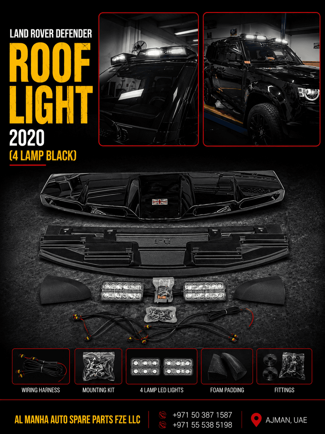 ROOF LIGHT 2020 (4 LAMP BLACK)