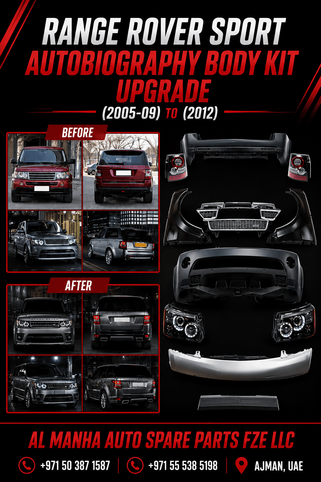 RANGE ROVER SPORT (2005-09)AUTOBIOGRAPHY BODY KIT UPGRADE(2012)