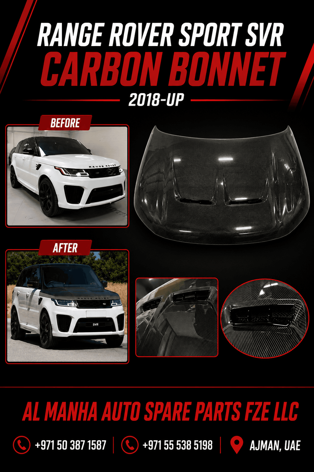 RANGE ROVER SPORT SVR CARBON BONNET 2018-UP