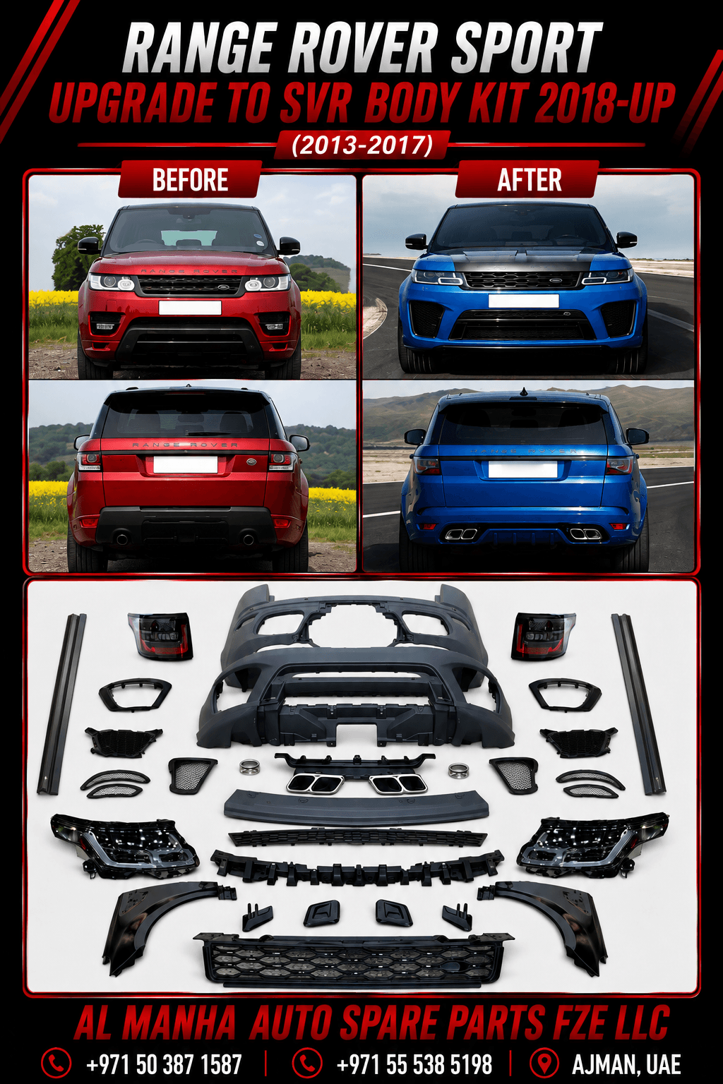 RANGE ROVER SPORT UPGRADE TO SVR BODY KIT 2018-UP (2013-2017)