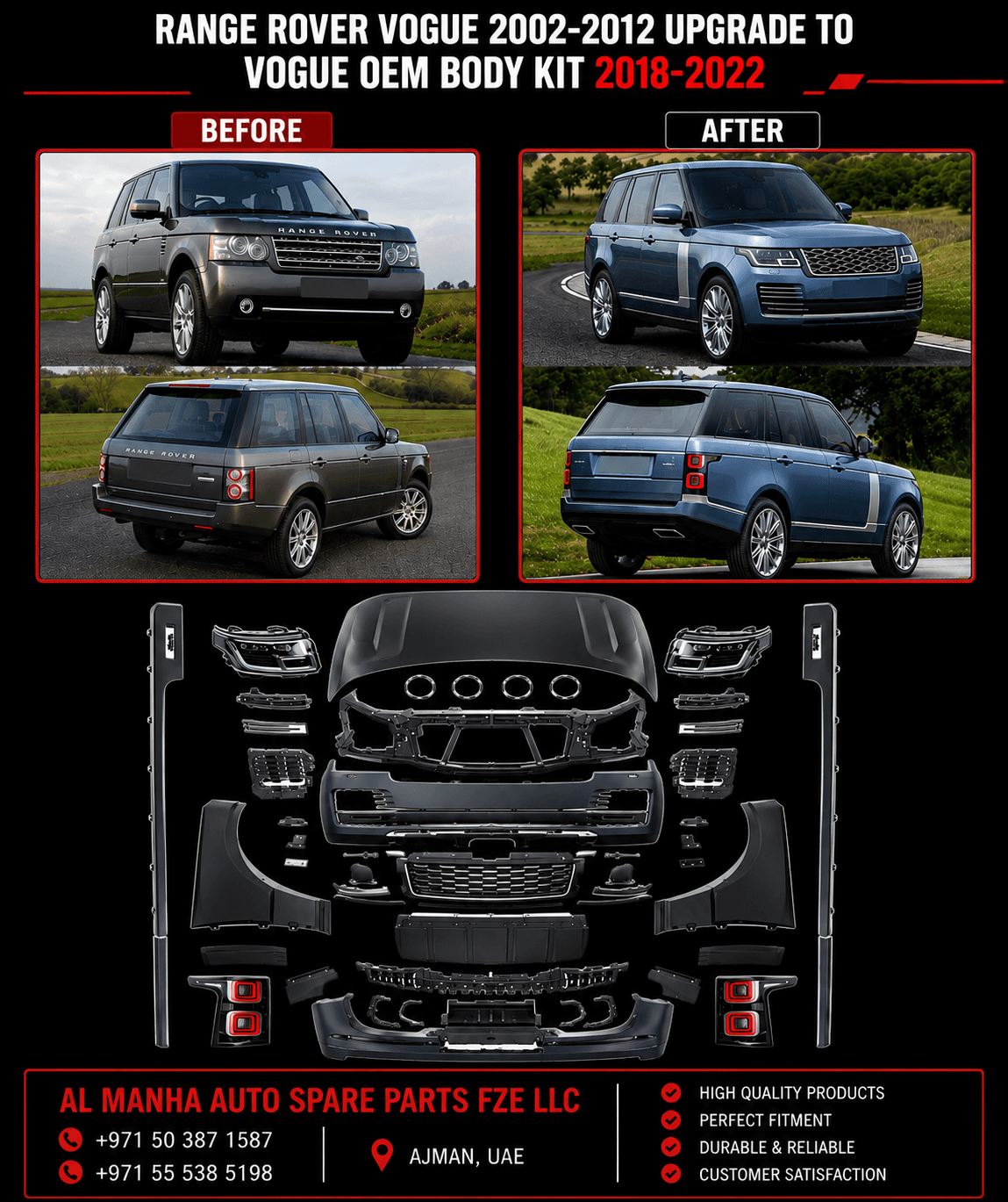RANGE ROVER VOGUE 2002-2012 UPGRADE TO VOGUE OEM BODY KIT 2018-2022