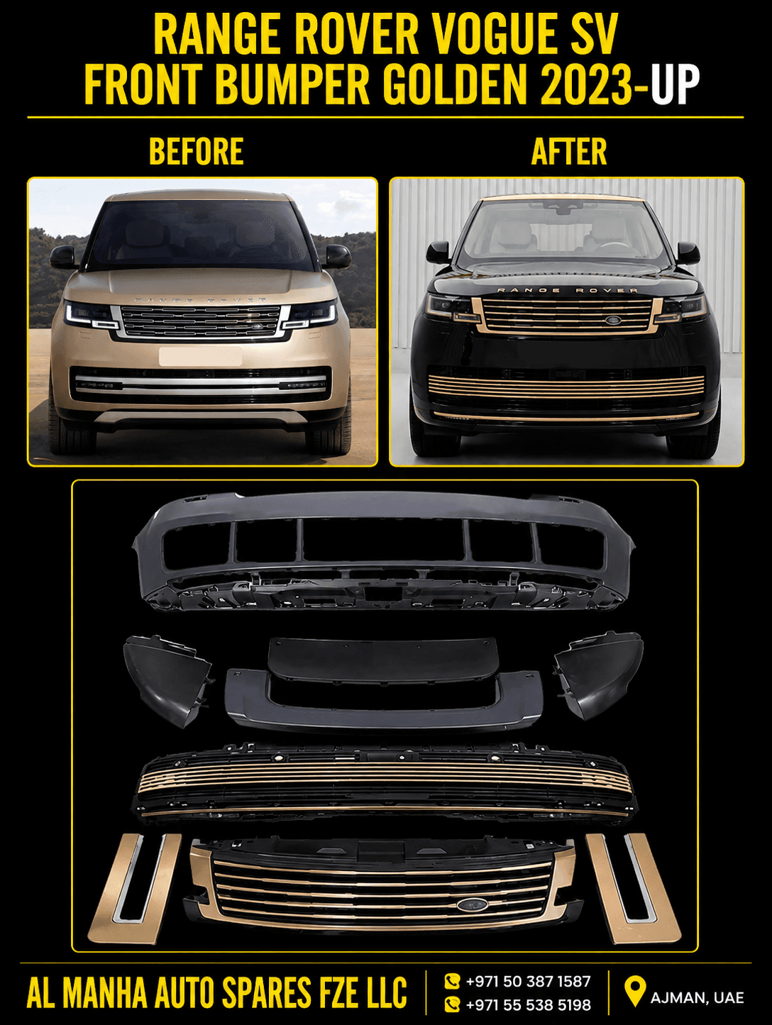 RANGE ROVER VOGUE SV FRONT BUMPER GOLDEN 2023-UP