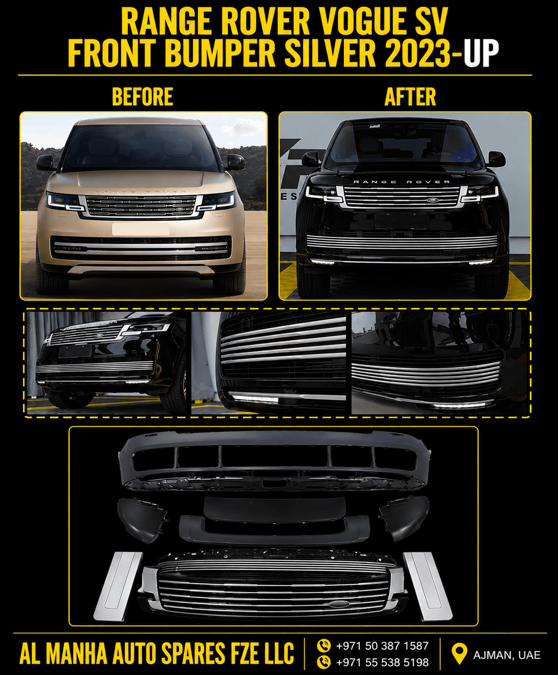 RANGE ROVER VOGUE SV FRONT BUMPER SILVER 2023-UP