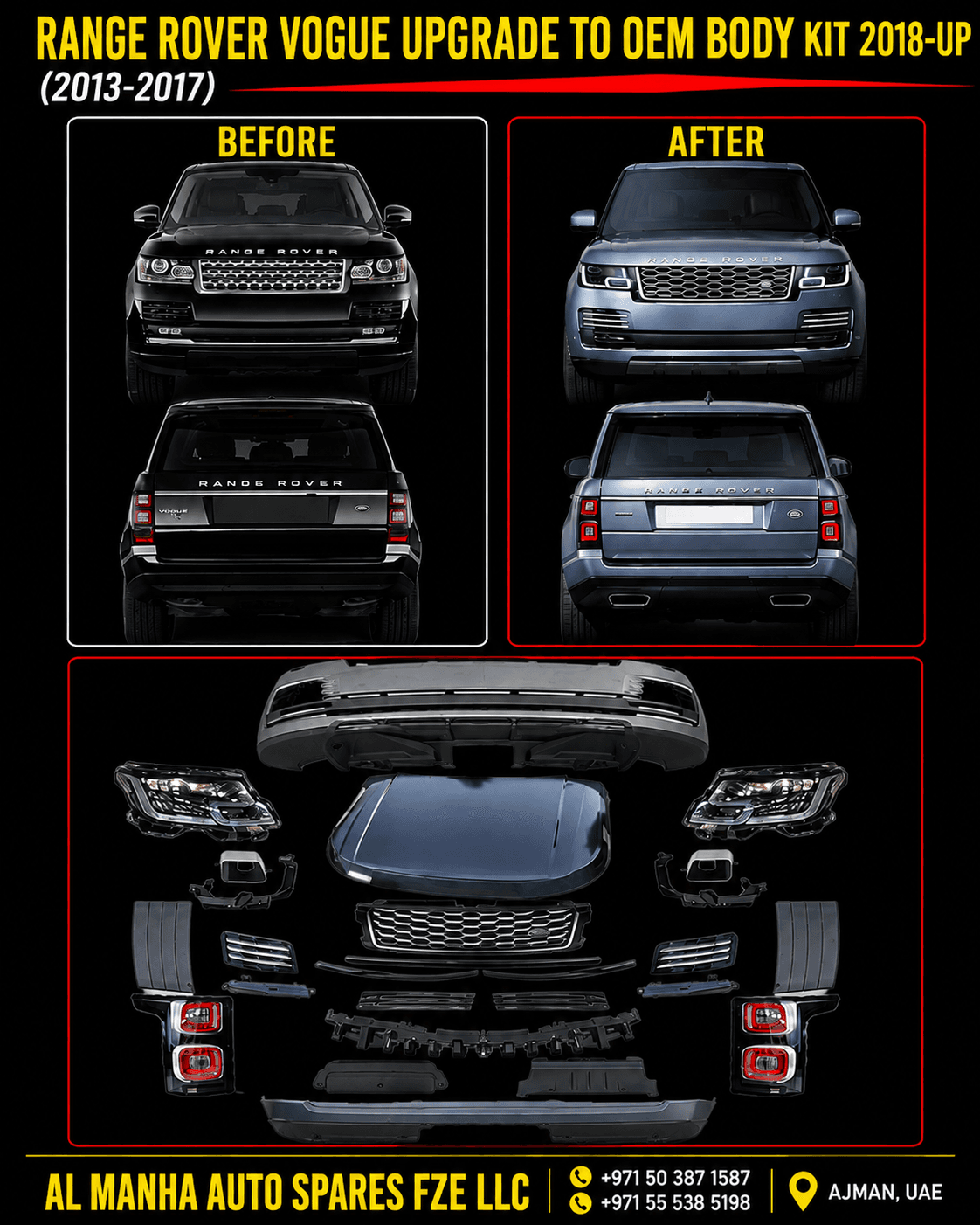 RANGE ROVER VOGUE UPGRADE TO OEM BODY KIT 2018-UP (2013-2017)