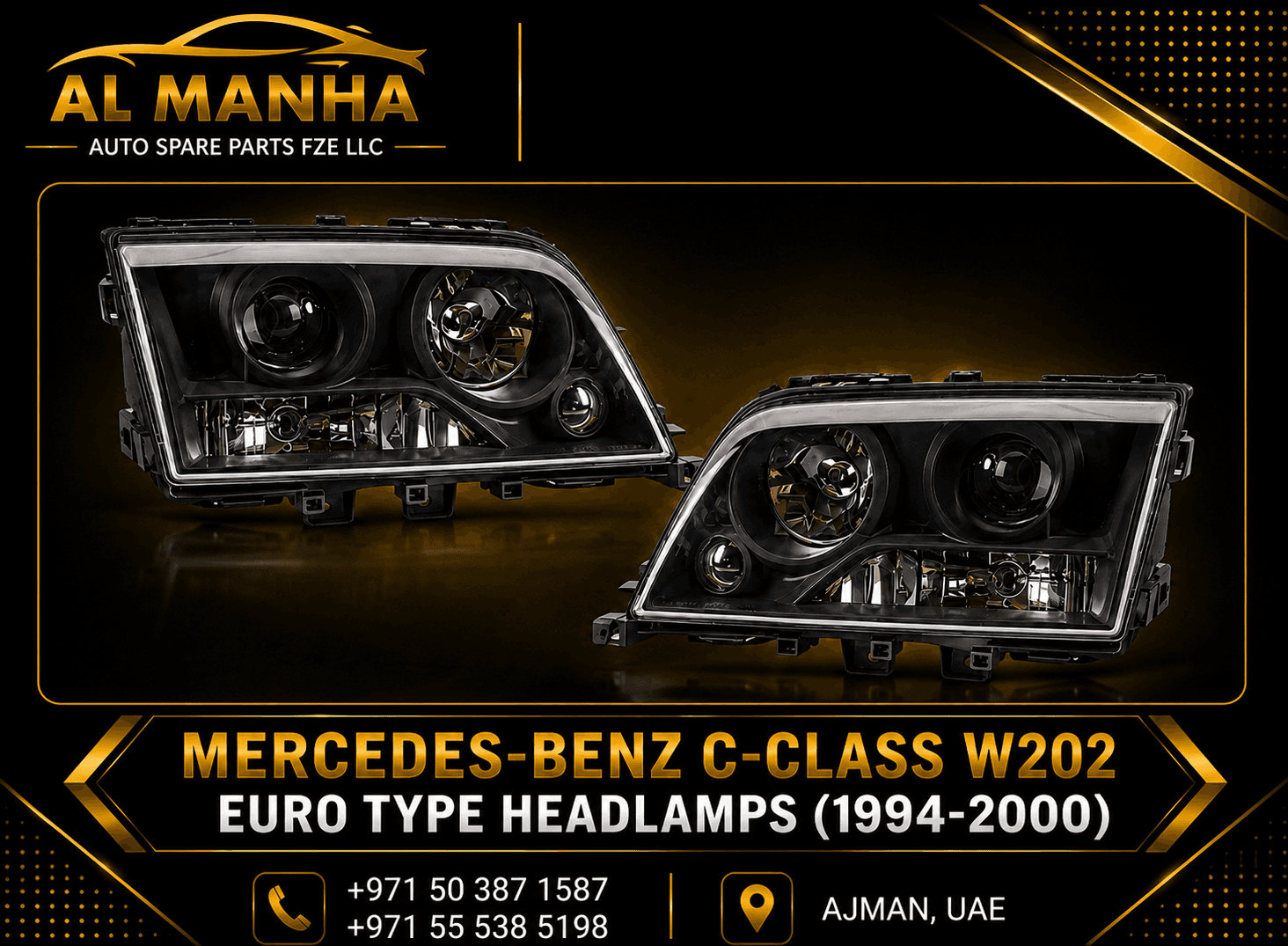 MERCEDES-BENZ C-CLASS W202 EURO TYPE HEADLAMPS (1994-2000)