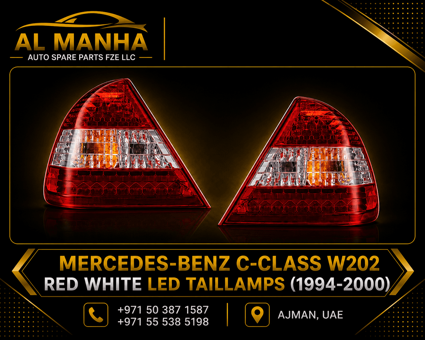 MERCEDES-BENZ C-CLASS W202 RED WHITE LED TAILLAMPS (1994-2000)