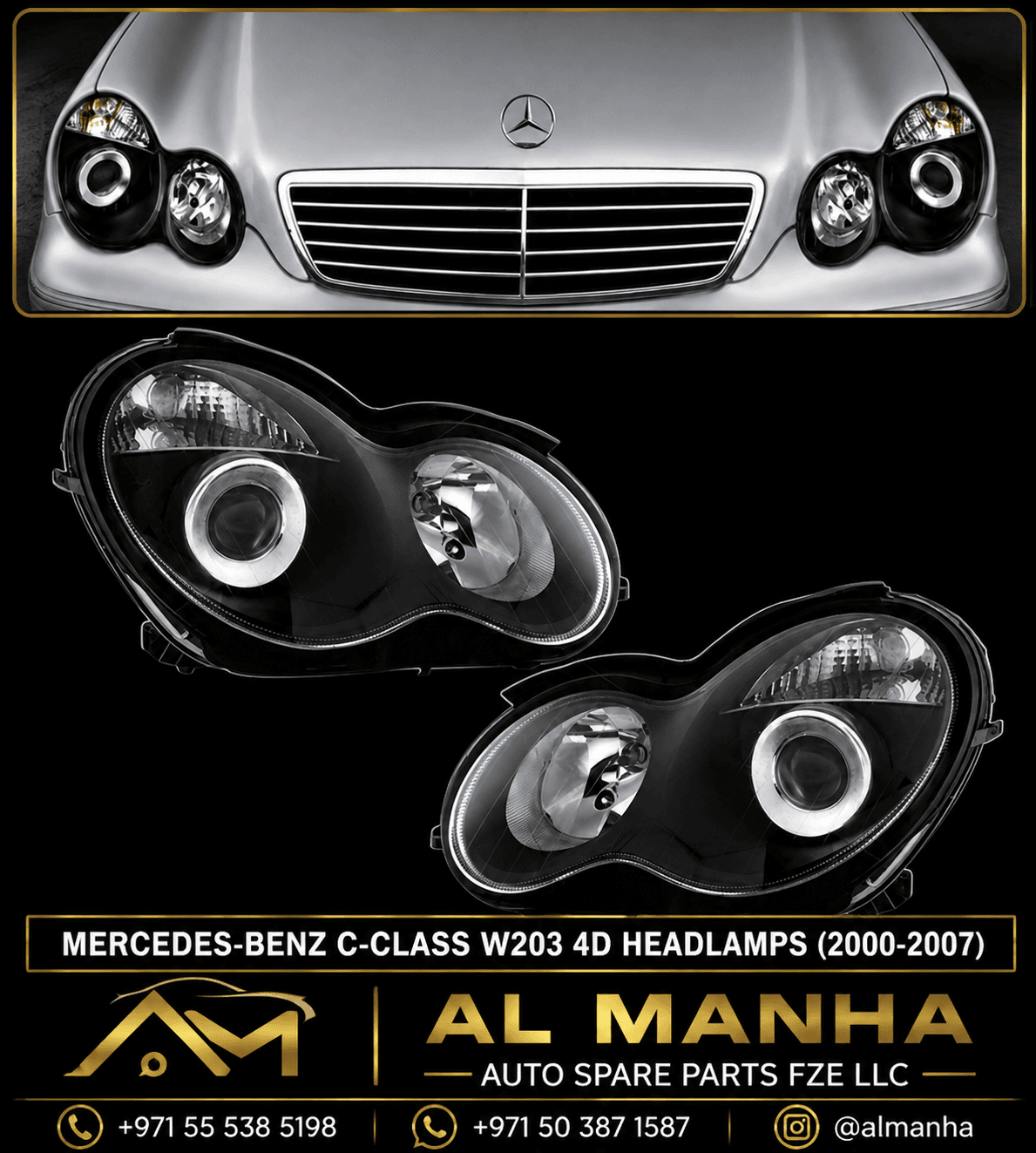 W203 4D HEADLAMPS 2000-2017