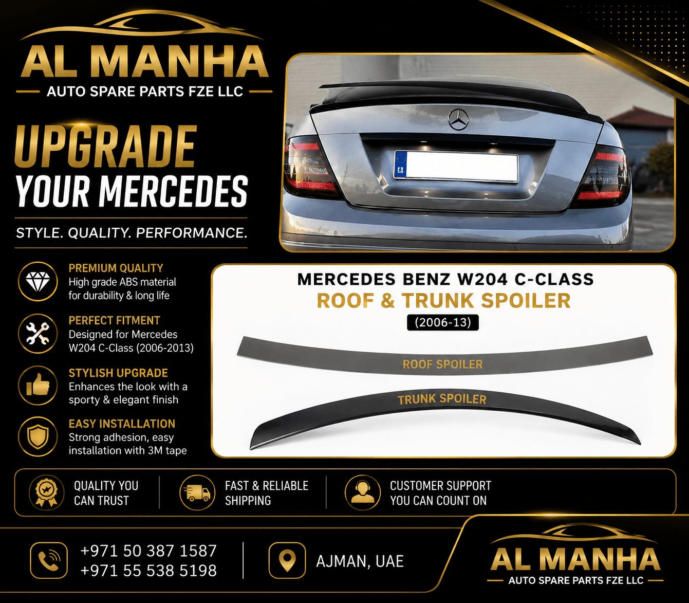 MERCEDES BENZ W204 C-CLAS ROOF & TRUNK SPOILER(2006-13)
