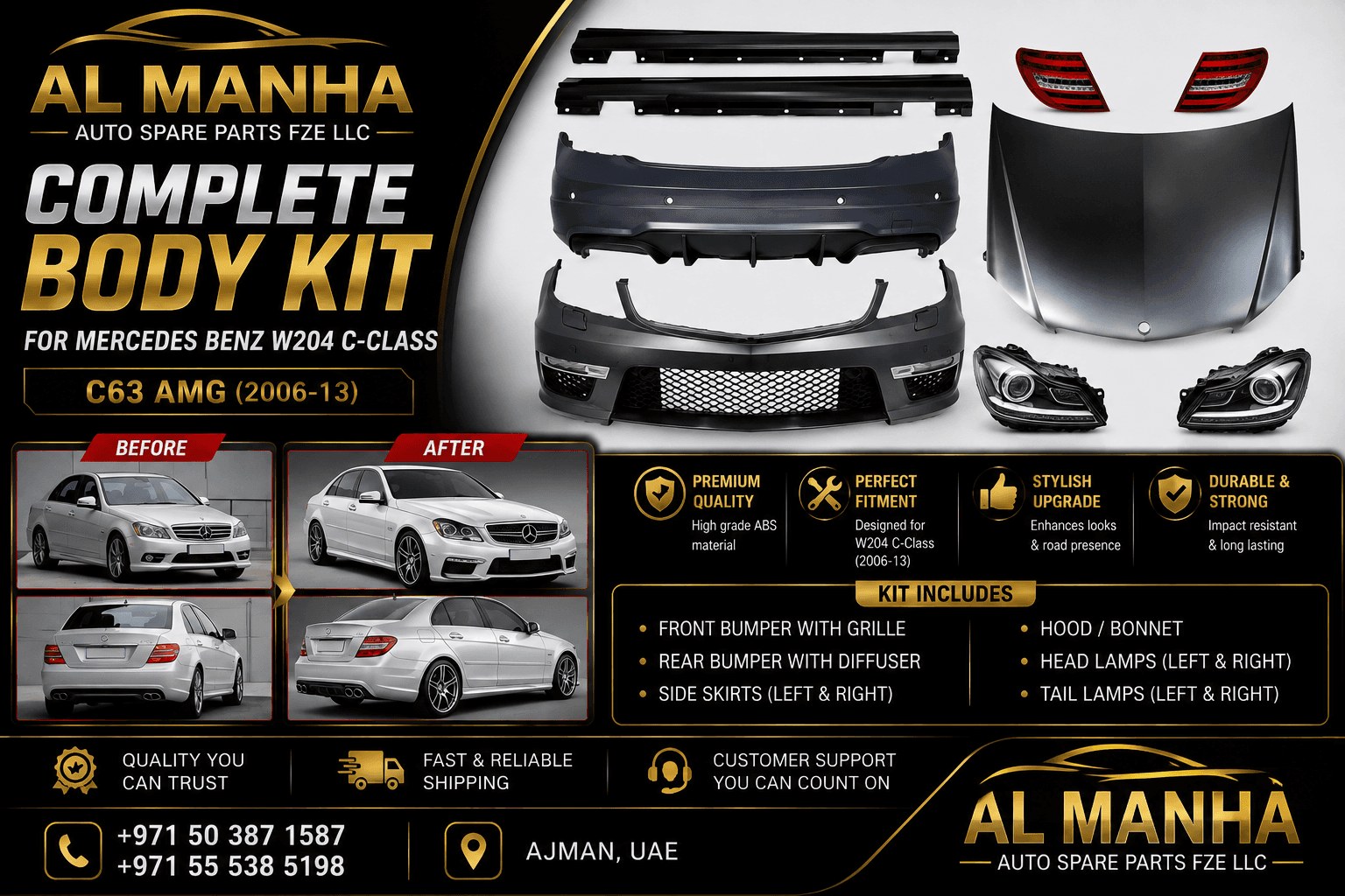 MERCEDES BENZ W204 C-CLASS BODY KIT C63 AMG(2006-13)