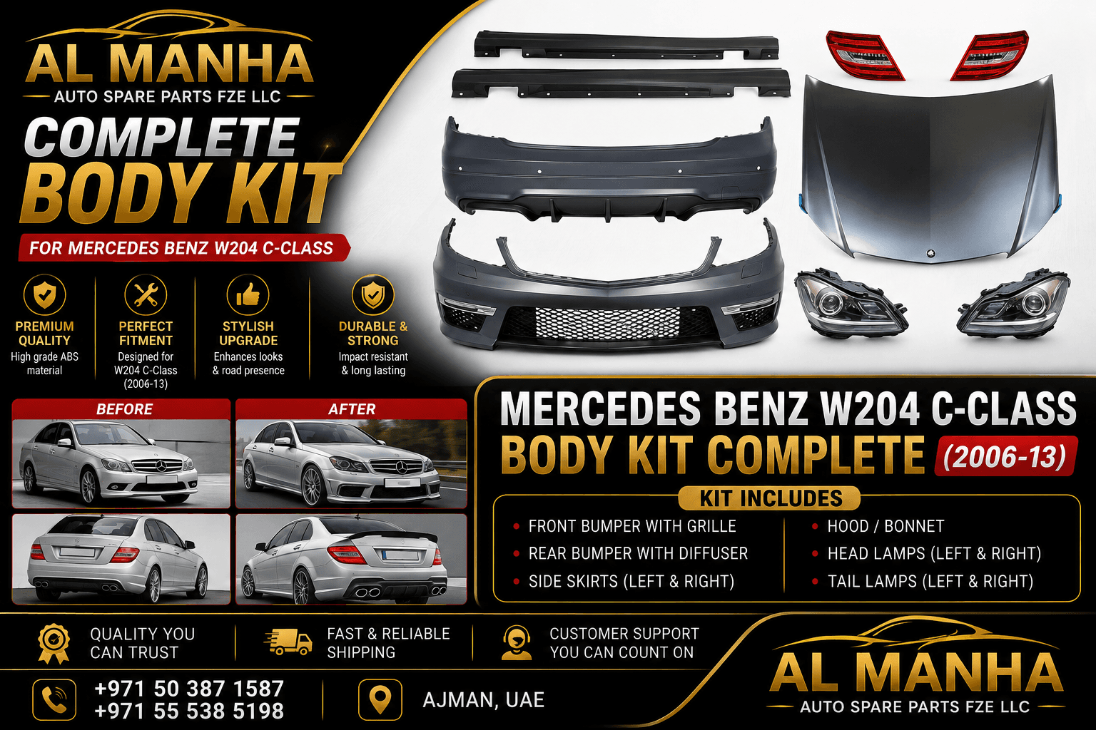 MERCEDES BENZ W204 C-CLASS BODY KIT COMPLETE(2006-13)