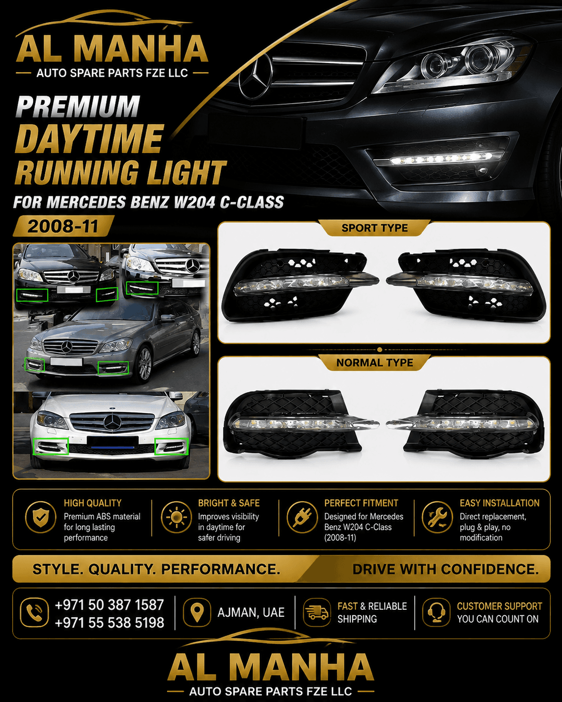 MERCEDES BENZ W204 C-CLASS DAYTIME RUNNING LIGHT(2008-11)