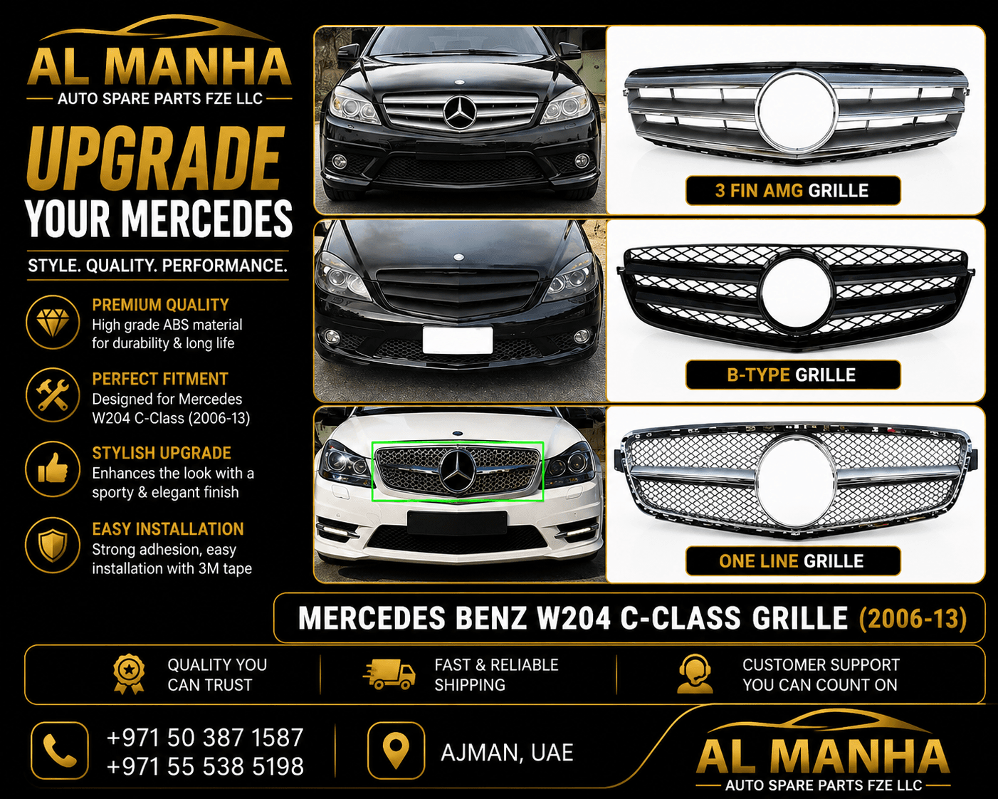 MERCEDES BENZ W204 C-CLASS GRILLE(2006-13)
