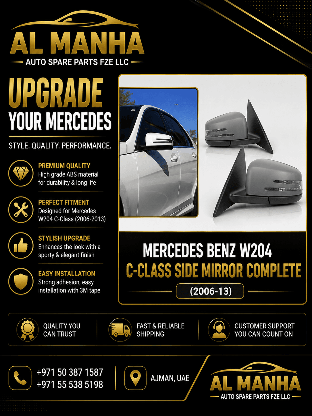 MERCEDES BENZ W204 C-CLASS SIDE MIRROR COMPLETE (2006-13)