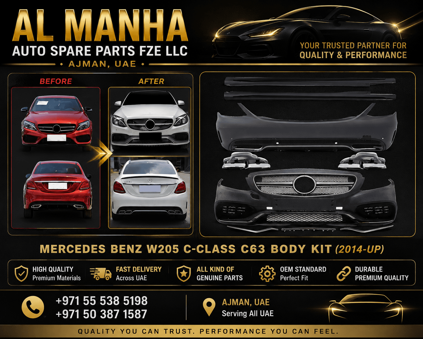 MERCEDES BENZ W205 C-CLASS C63 BODY KIT (2014-UP)