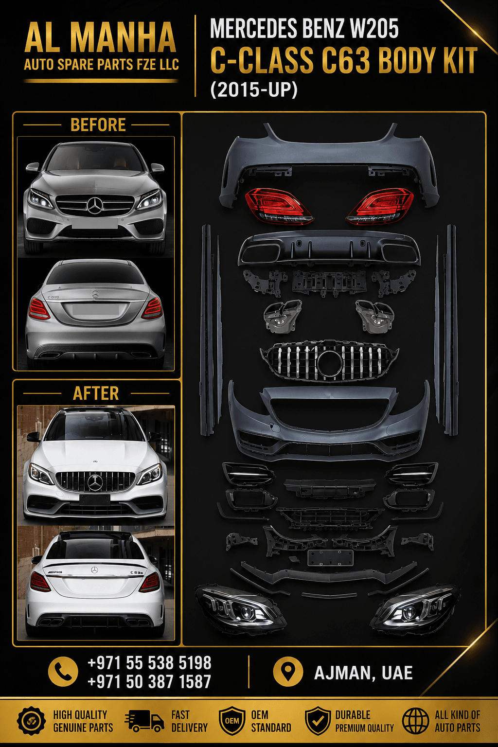 MERCEDES BENZ W205 C-CLASS C63 BODY KIT (2015-UP)