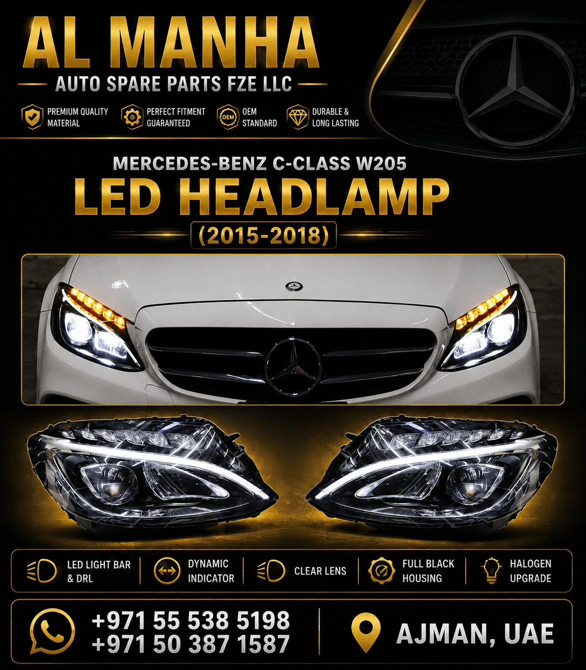 MERCEDES-BENZ C-CLASS W205 LED HEADLAMP US-TYPE (2015-2018)