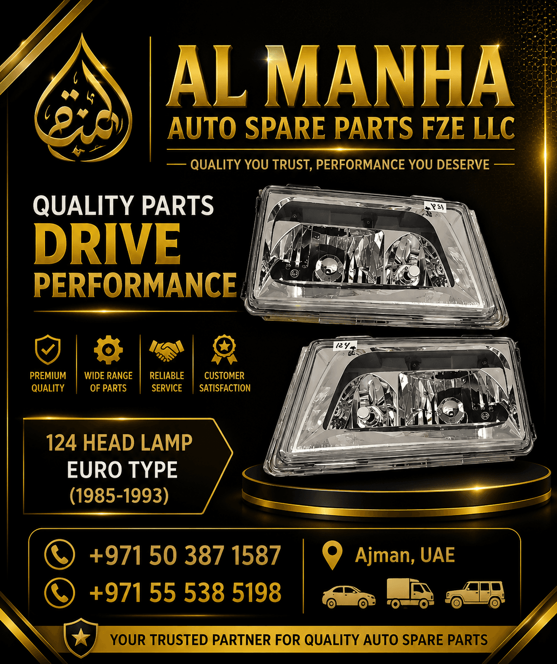 124 HEAD LAMP EURO TYPE (1985-1993)
