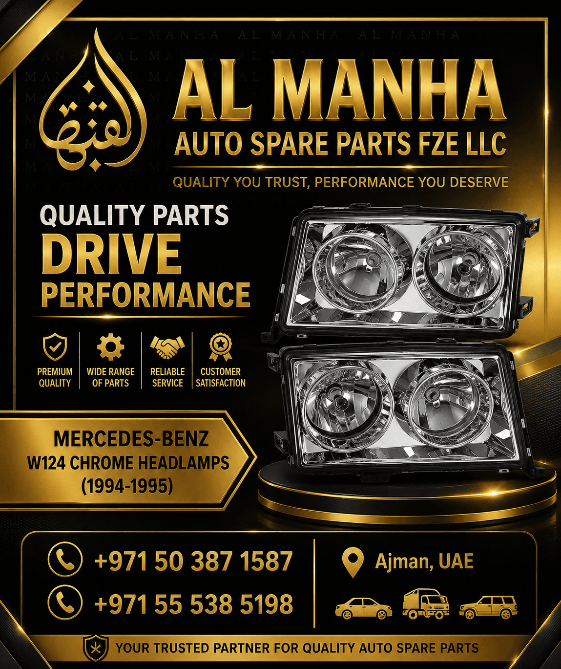 MERCEDES-BENZ W124 CHROME HEADLAMPS (1994-1995)