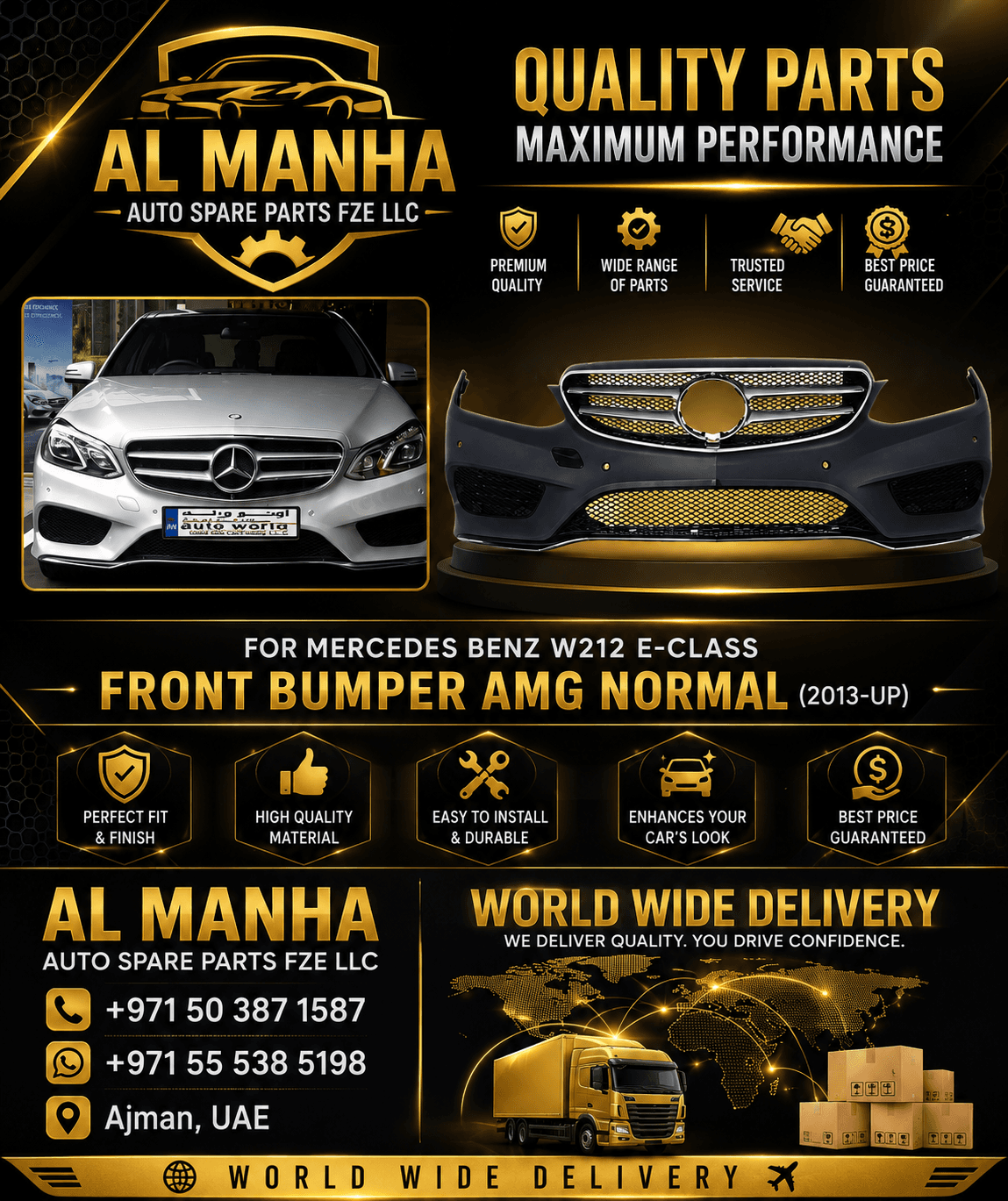 FOR MERCEDES BENZ W212 E-CLASS FRONT BUMPER AMG NORMAL(2013-UP)
