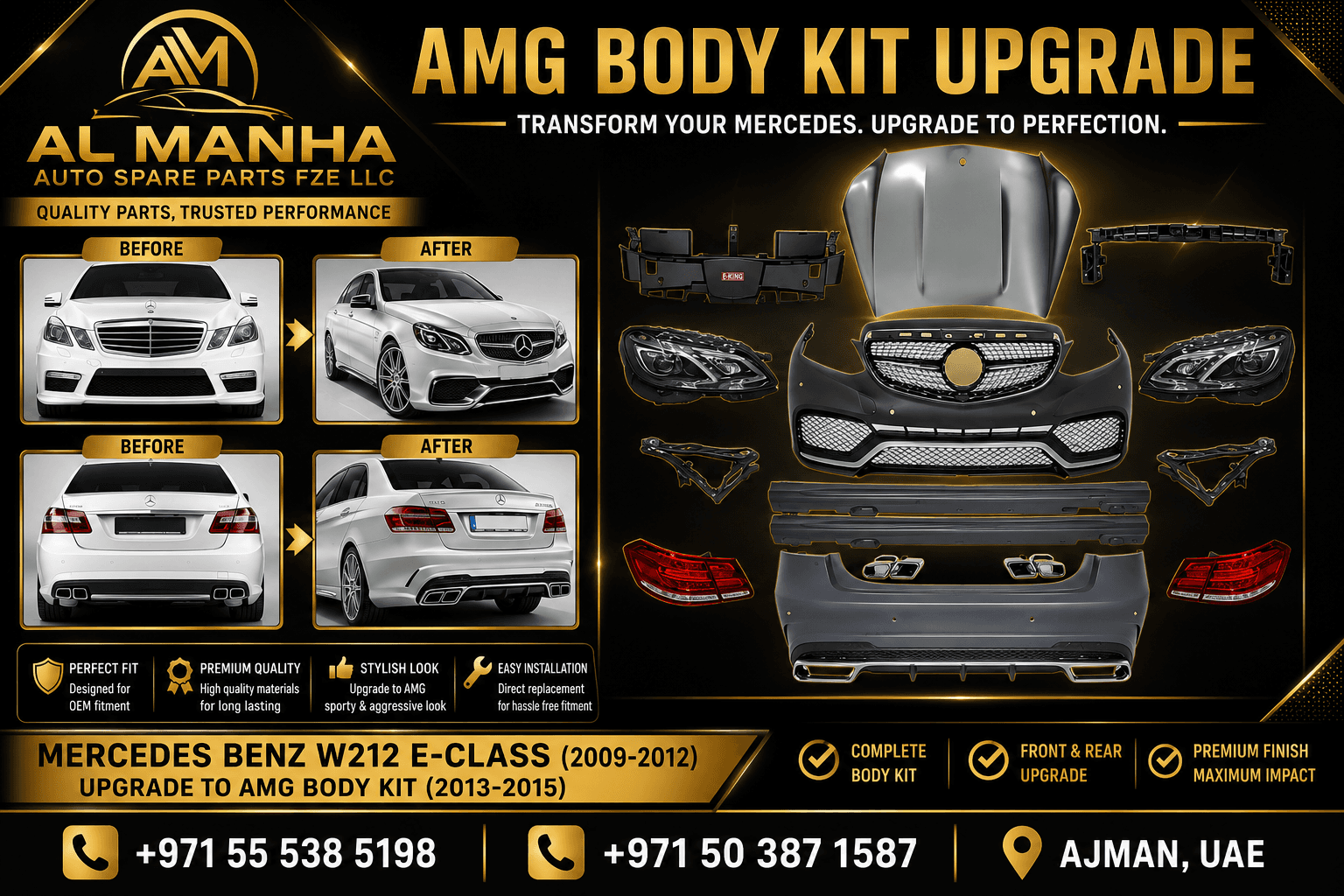 MERCEDES BENZ W212 E-CLASS (2009-2012) UPGRADE TO AMG BODY KIT (2013-2015)