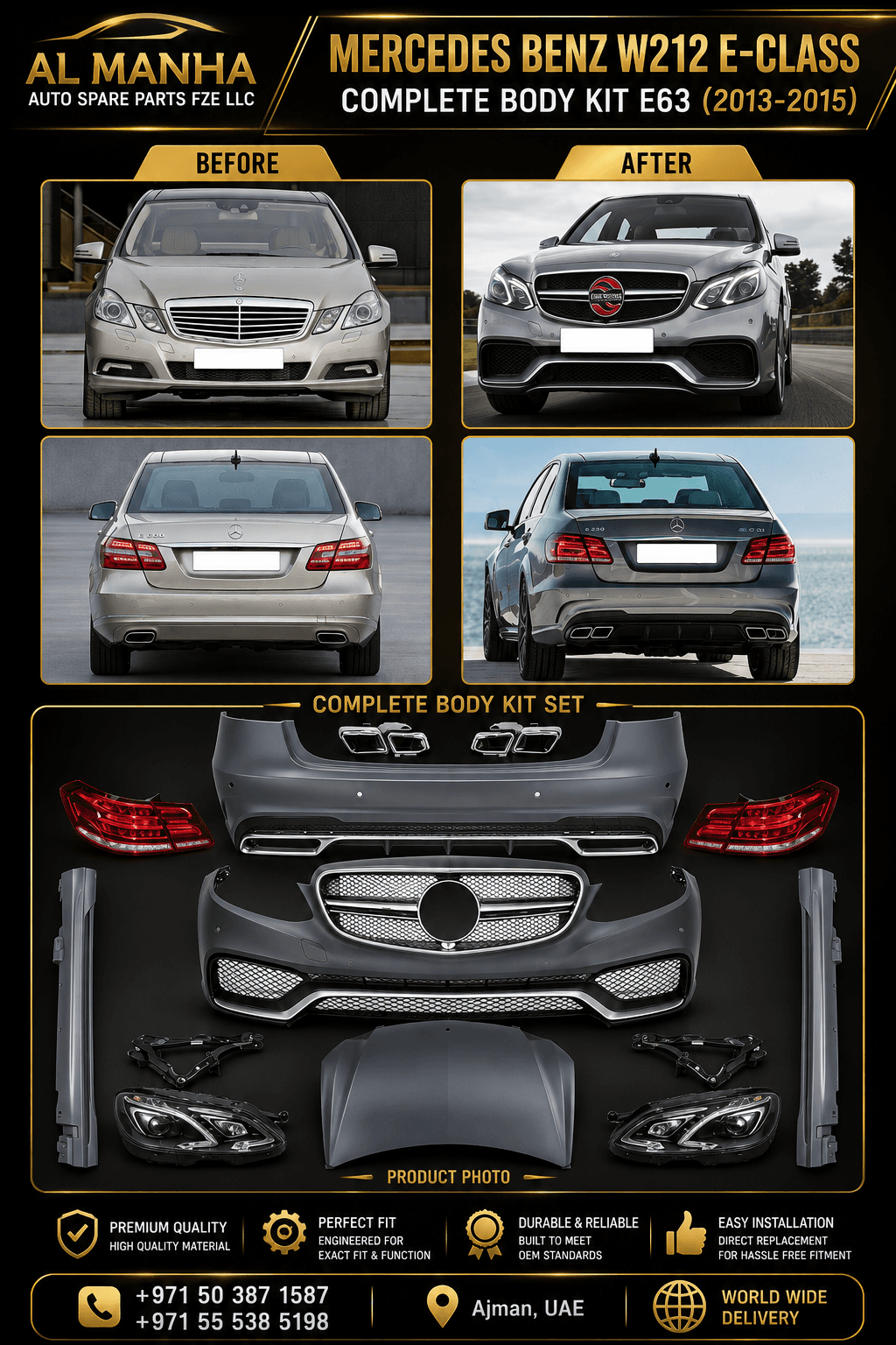 MERCEDES BENZ W212 E-CLASS COMPLETE BODY KIT E63 (2013-2015)