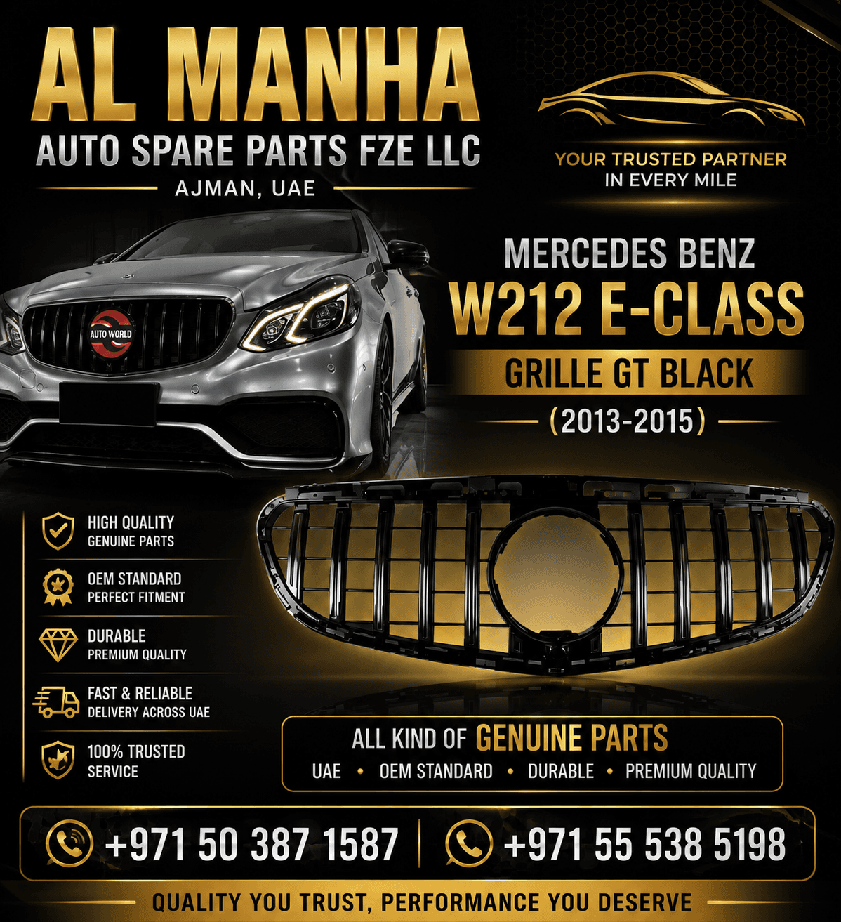 MERCEDES BENZ W212 E-CLASS GRILLE GT BLACK (2013-2015)