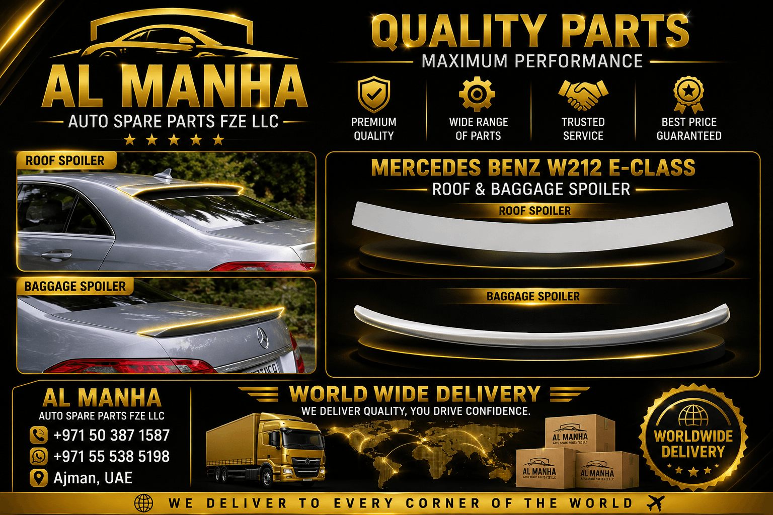 MERCEDES BENZ W212 E-CLASS ROOF & BAGGAGE SPOILER(2009-UP)