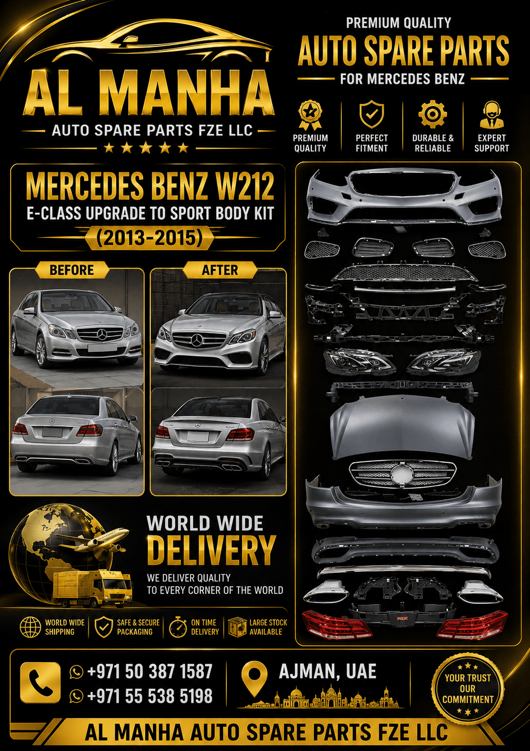 MERCEDES BENZ W212 E-CLASS UPGRADE TO SPORT BODY KIT (2013-2015) (2009-2012)