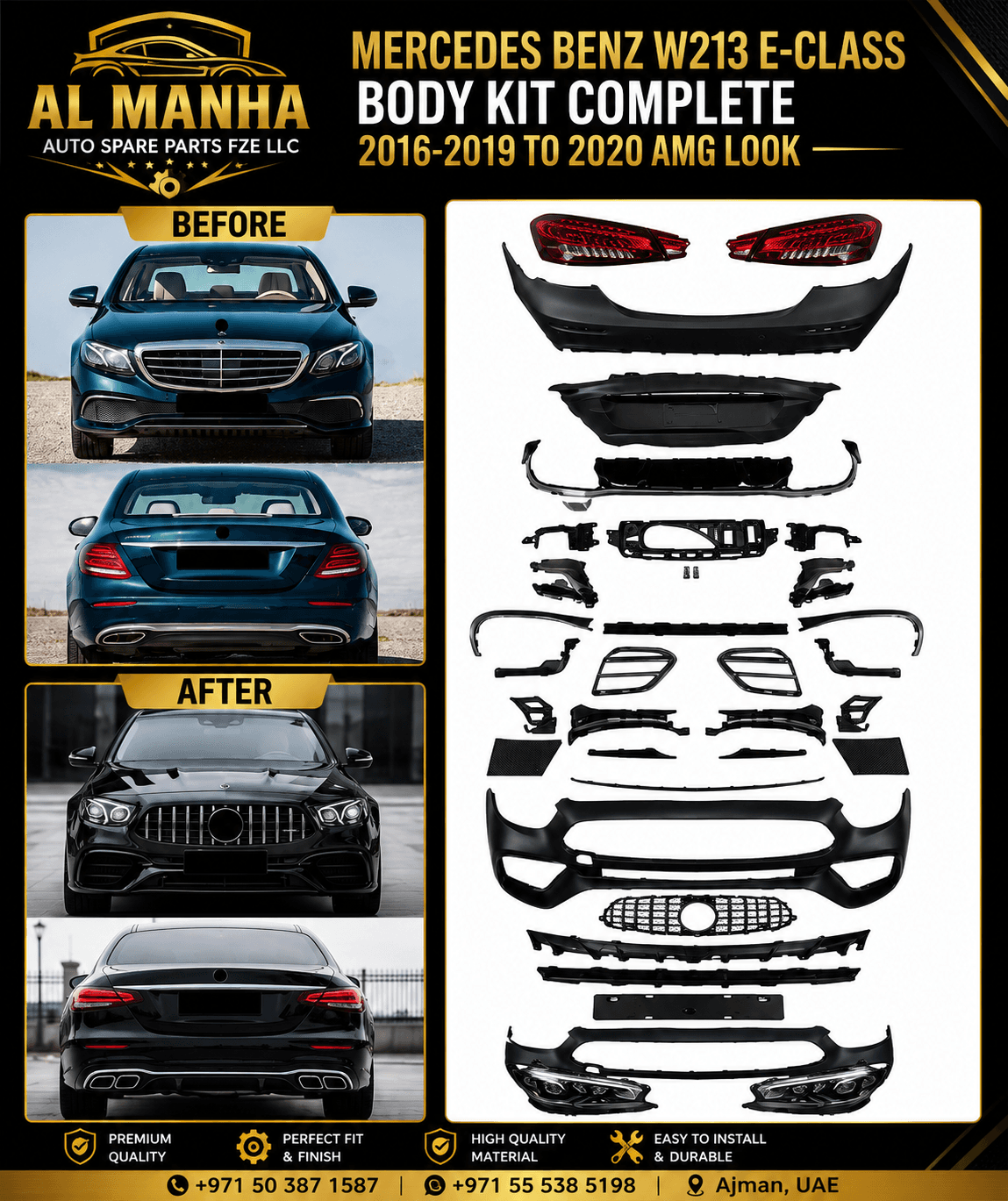 MERCEDES BENZ W213 E-CLASS BODY KIT COMPLETE 2016-2019 TO 2020 AMG LOOK