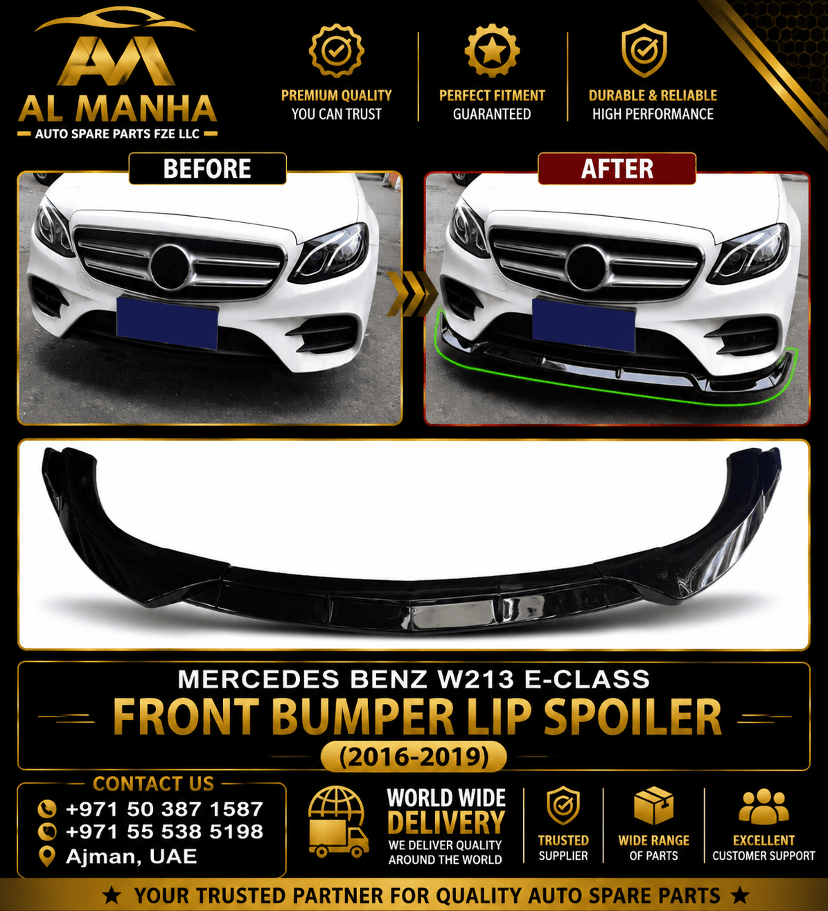 MERCEDES BENZ W213 E-CLASS FRONT BUMPER LIP SPOILER (2016-2019)