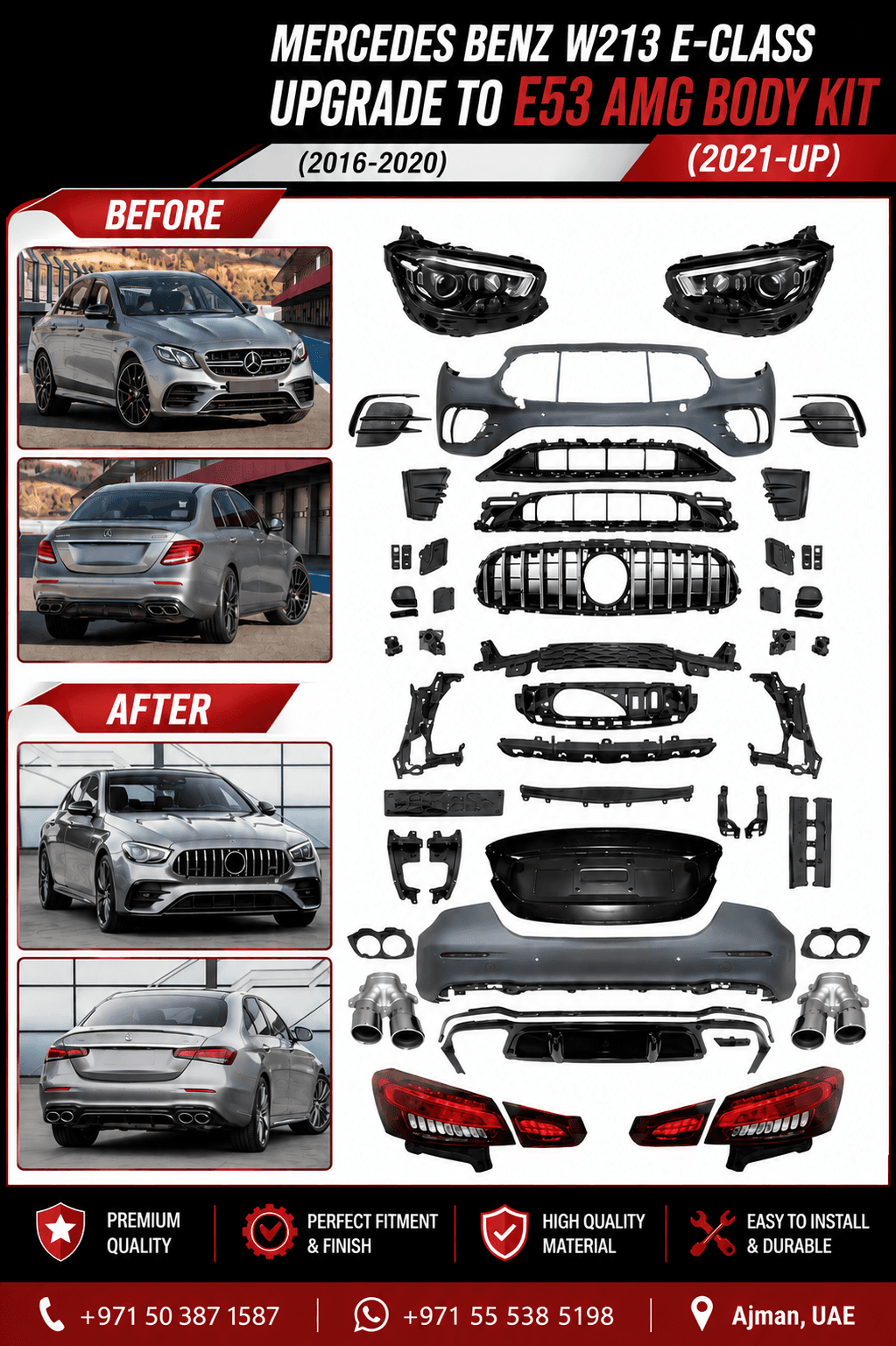 MERCEDES BENZ W213 E-CLASS UPGRADE TO E53 AMG BODY KIT (2021-UP) (2016-2020)
