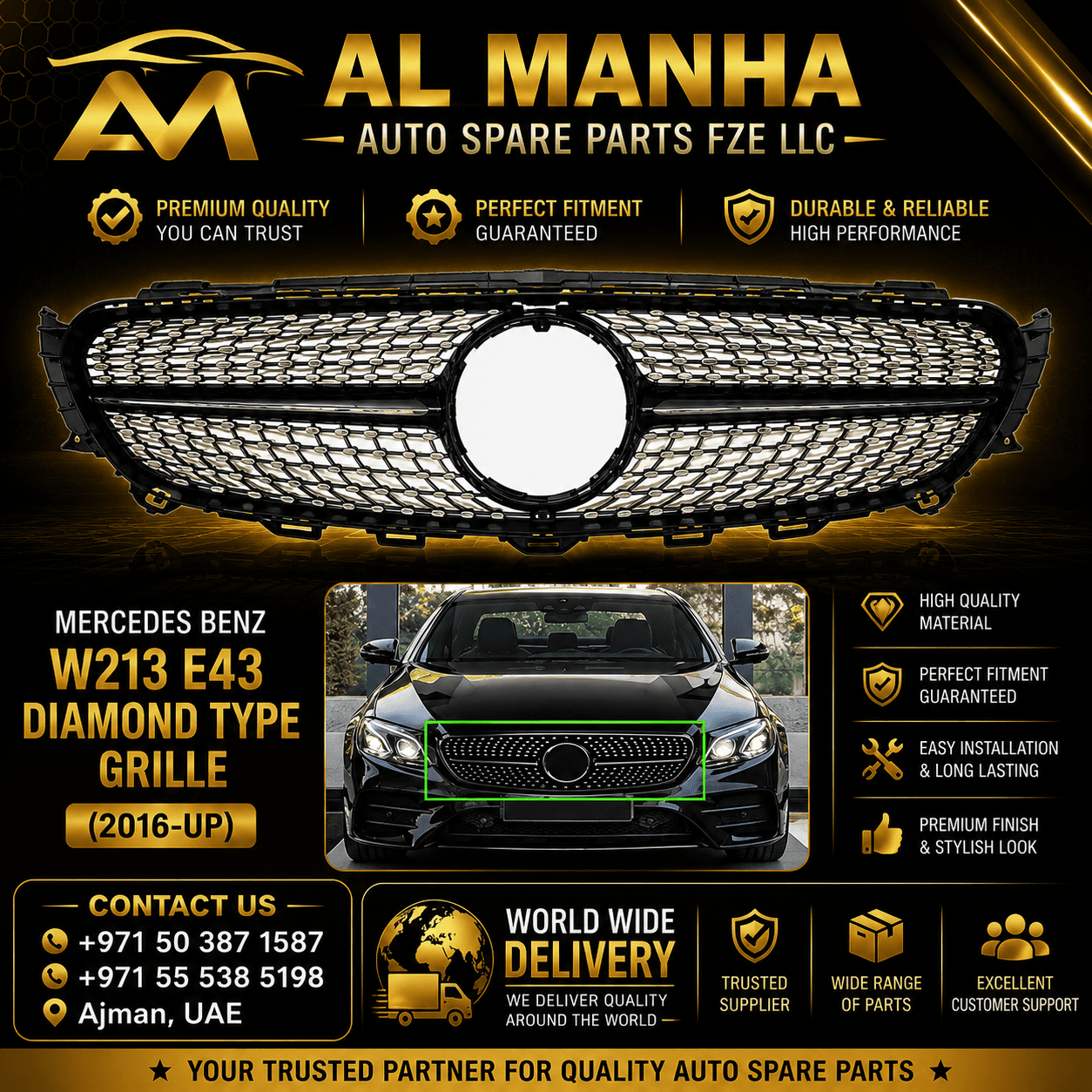 MERCEDES BENZ W213 E43 DIAMOND TYPE GRILLE(2016-UP)