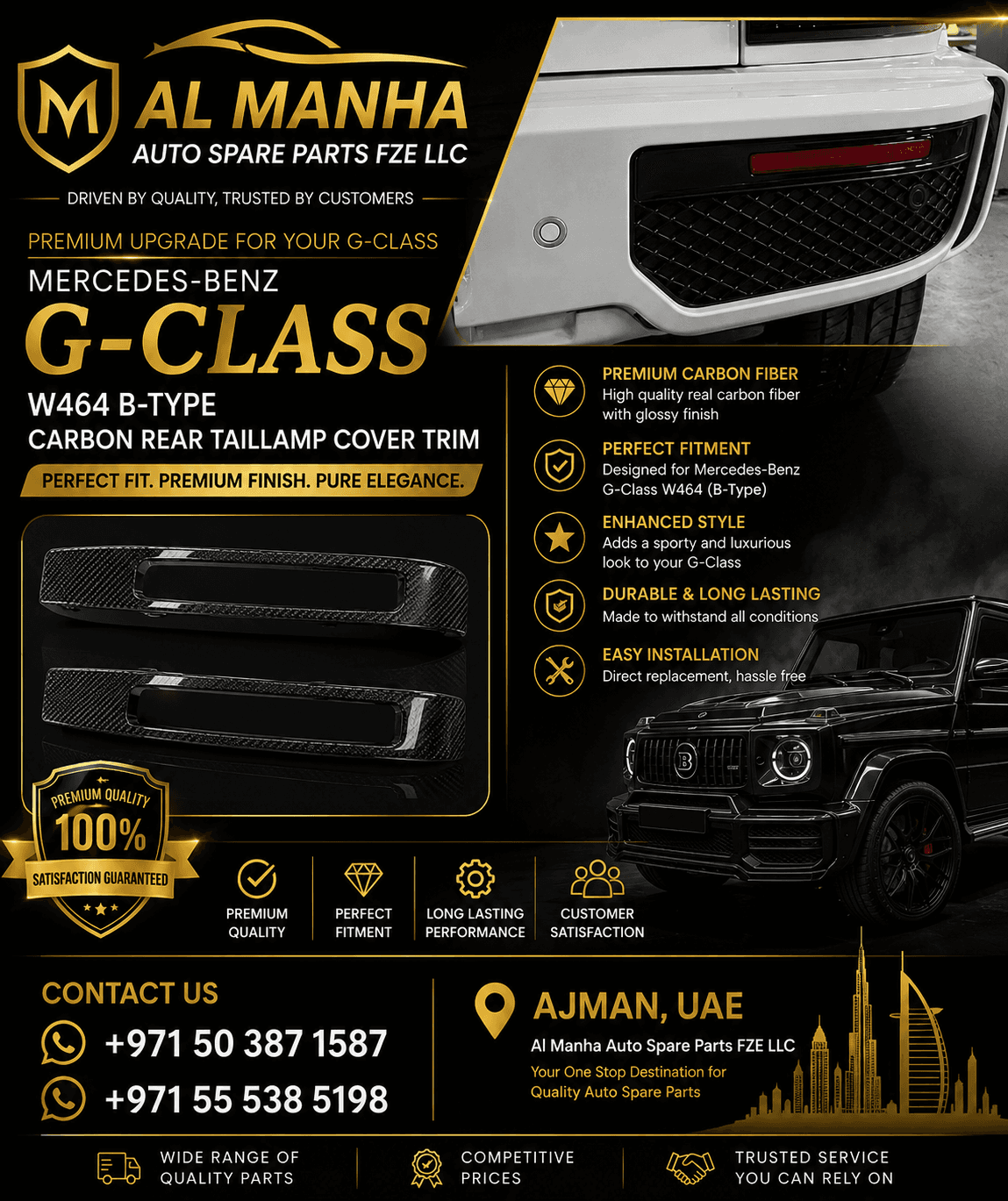 MERCEDES-BENZ G-CLASS W464 B-TYPE CARBON REAR TAILLAMP COVER TRIM