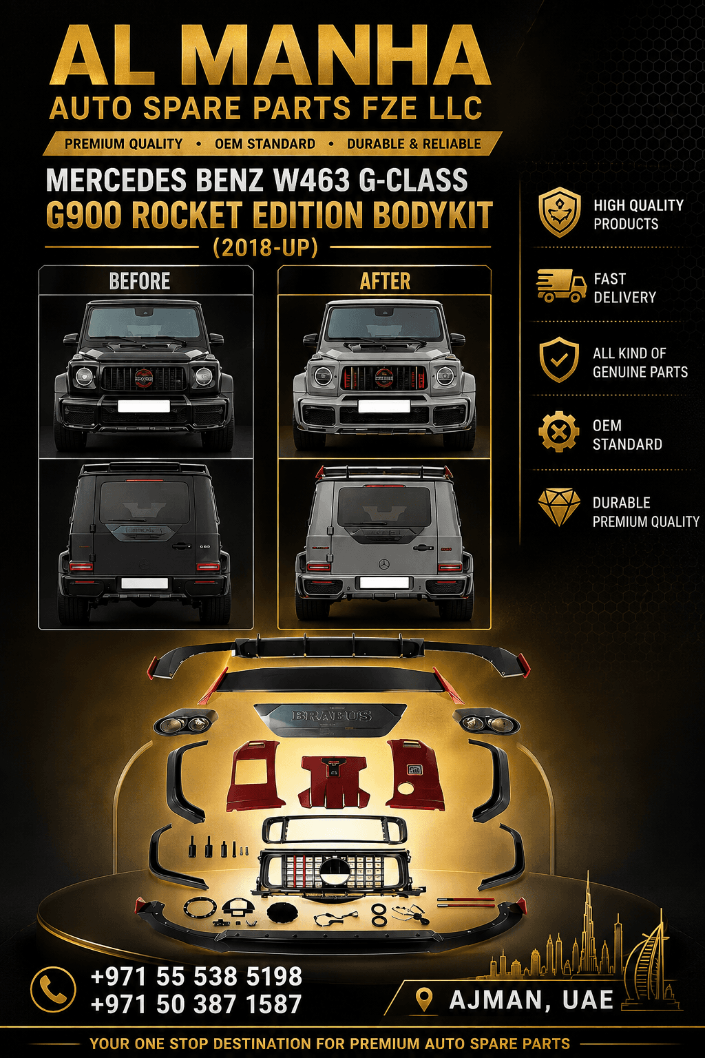 MERCEDES BENZ 463 G-CLASS UPGRADE TO B-TYPE BODY KIT 2019 LOOK (1992-2018)