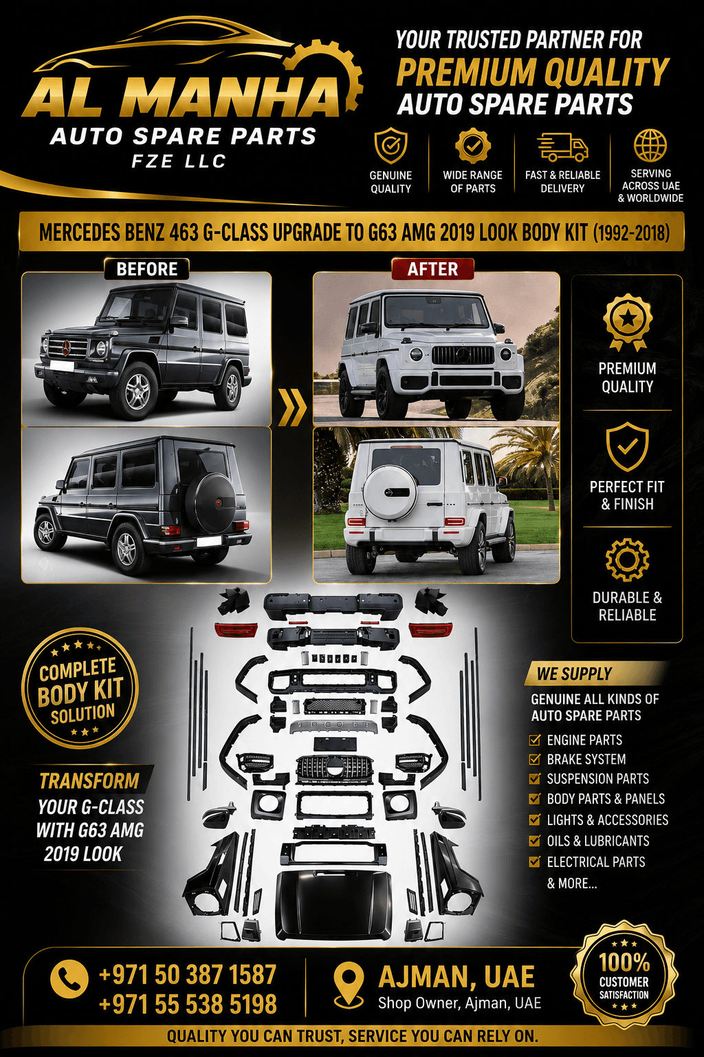 MERCEDES BENZ 463 G-CLASS UPGRADE TO G63 AMG 2019 LOOK BODY KIT (1992-2018)