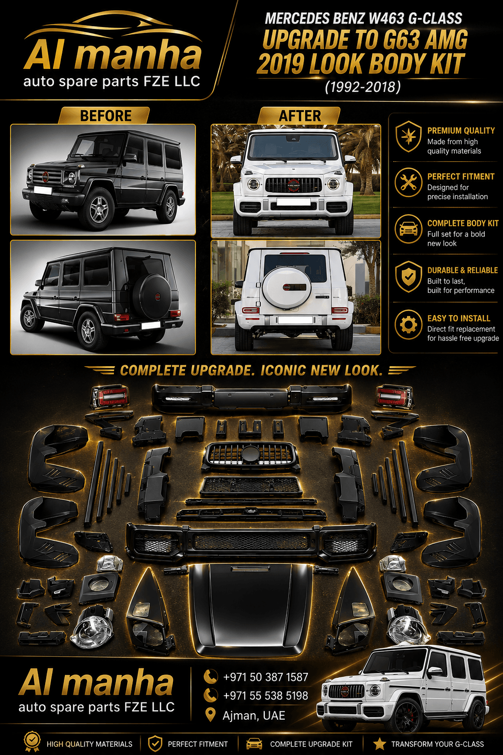MERCEDES BENZ W463 G-CLASS UPGRADE TO G63 AMG 2019 LOOK BODY KIT (1992-2018)