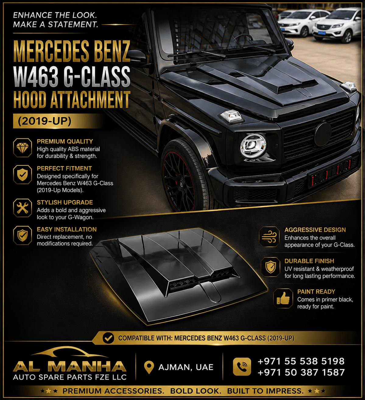 MERCEDES BENZ W463 G-CLASS HOOD ATTACHMENT (2019-UP)