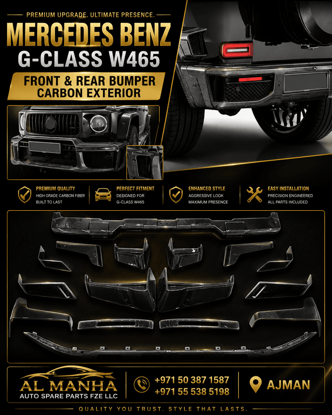 MERCEDES BENZ G-CLASS W465 FRONT AND REAR BUMPER CARBON EXTERIOR (2025+)