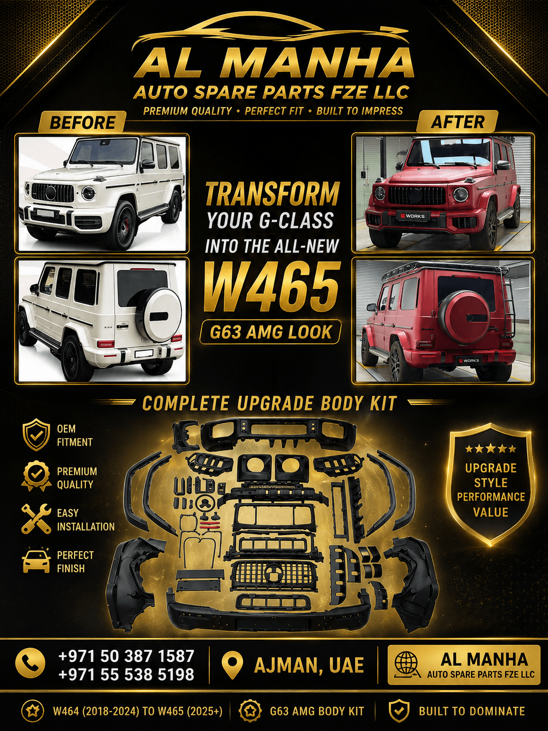 MERCEDES-BENZ G-CLASS W464 (2018-2024) UPGRADE TO W465 (2025+) G63 AMG BODY KIT