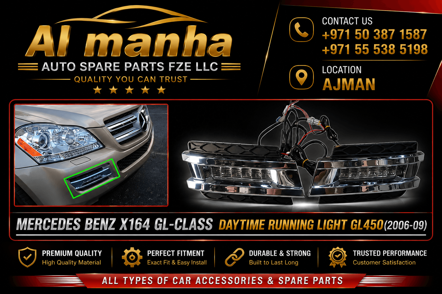MERCEDES BENZ X164 GL-CLASS DAYTIME RUNNING LIGHT GL450(2006-09)