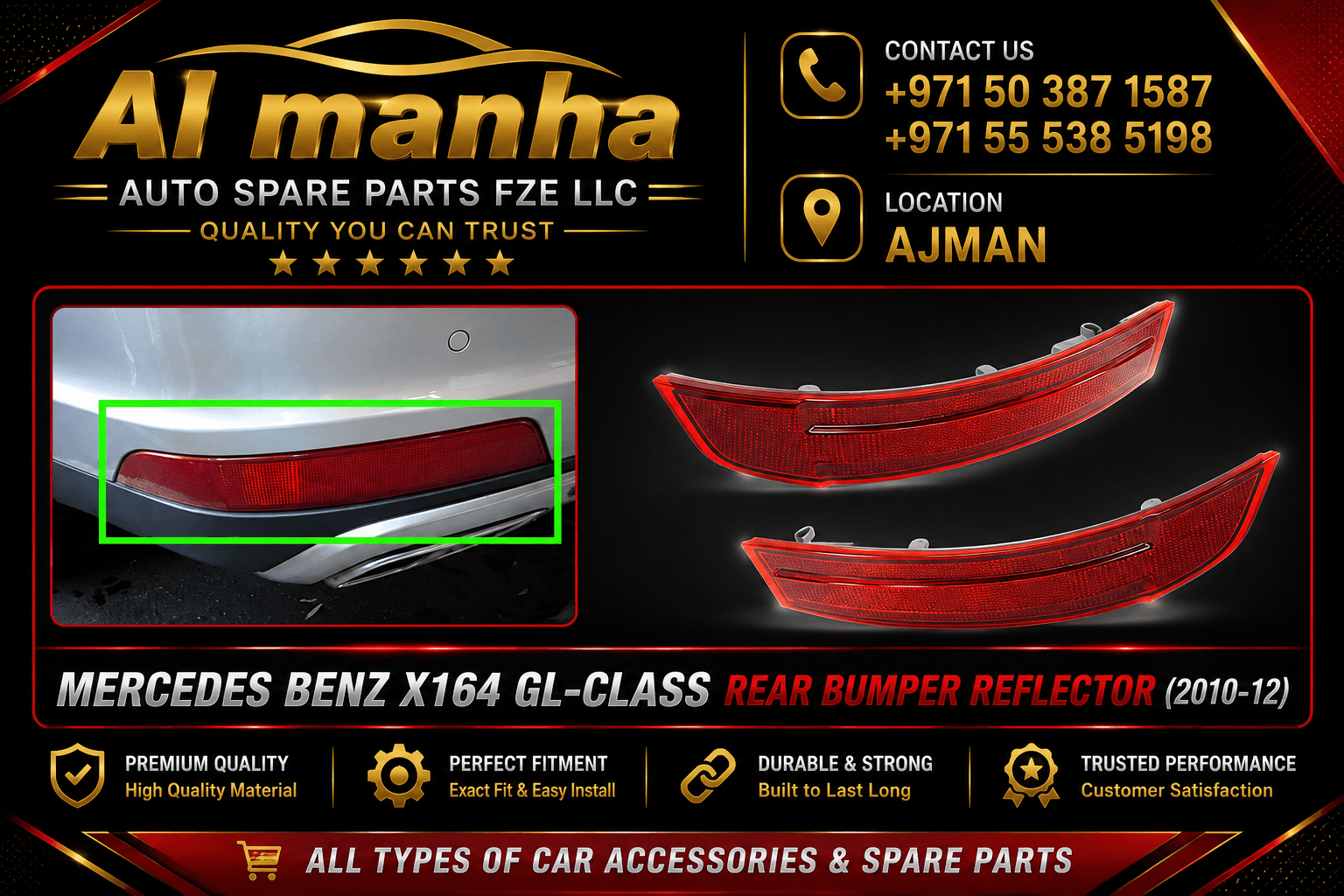 MERCEDES BENZ X164 GL-CLASS REAR BUMPER REFLECTOR(2010-12)