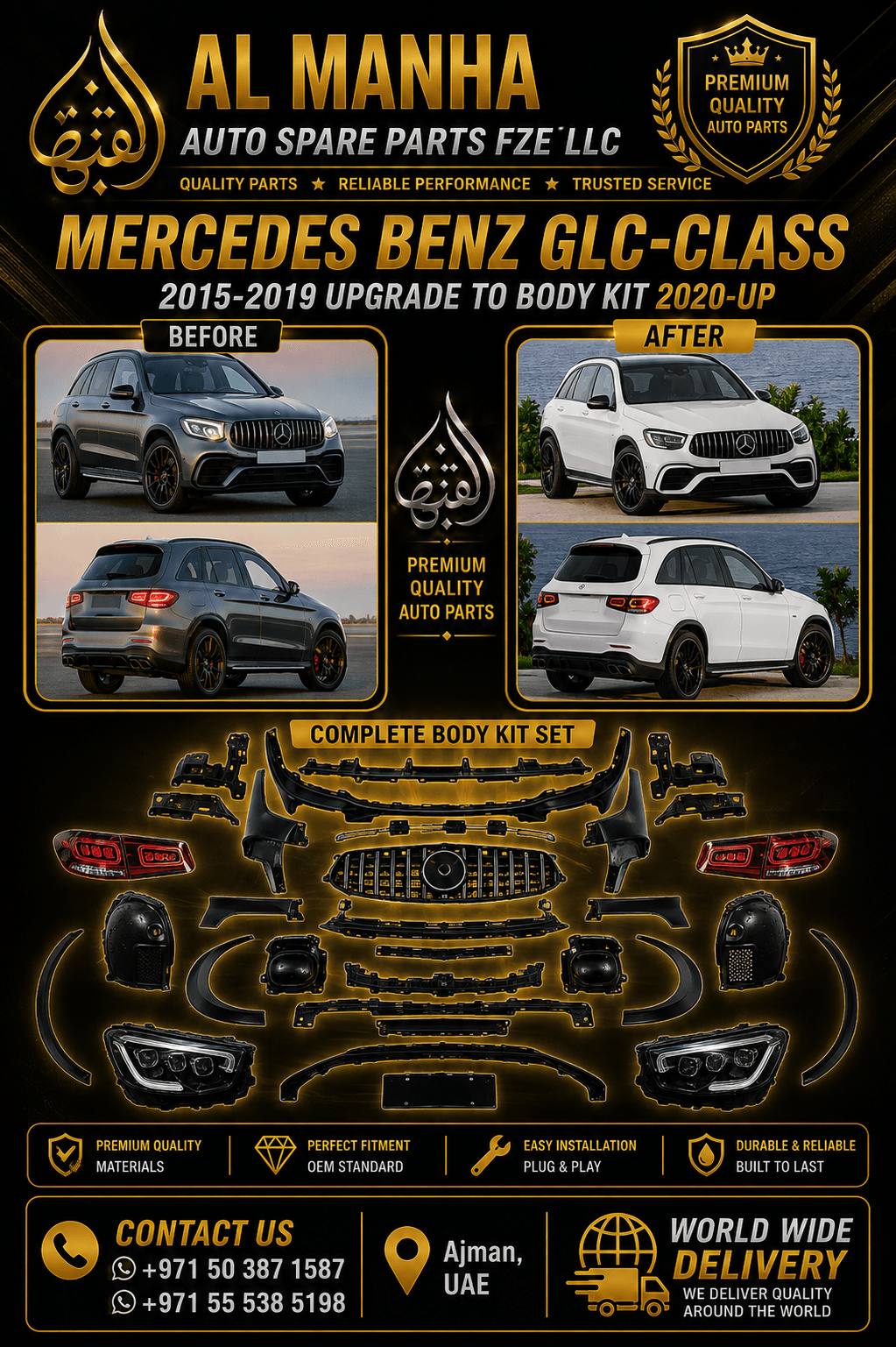 MERCEDES BENZ GLC-CLASS 2015-2019 UPGRADE TO BODY KIT 2020-UP