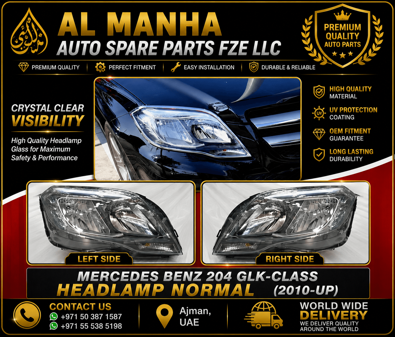 MERCEDES BENZ 204 GLK-CLASS HEADLAMP NORMAL (2010-UP)