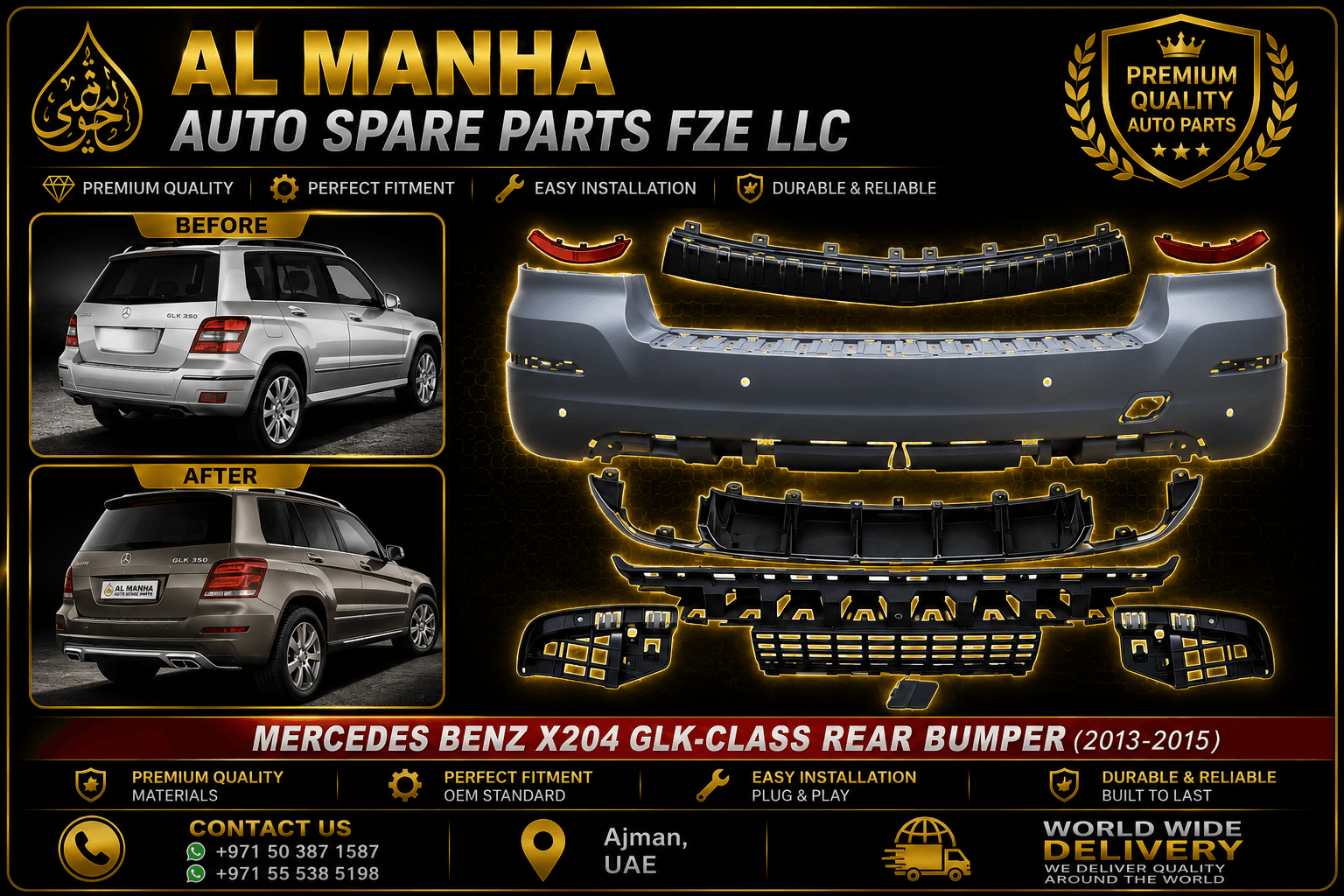 MERCEDES BENZ X204 GLK-CLASS REAR BUMPER(2013-2015)