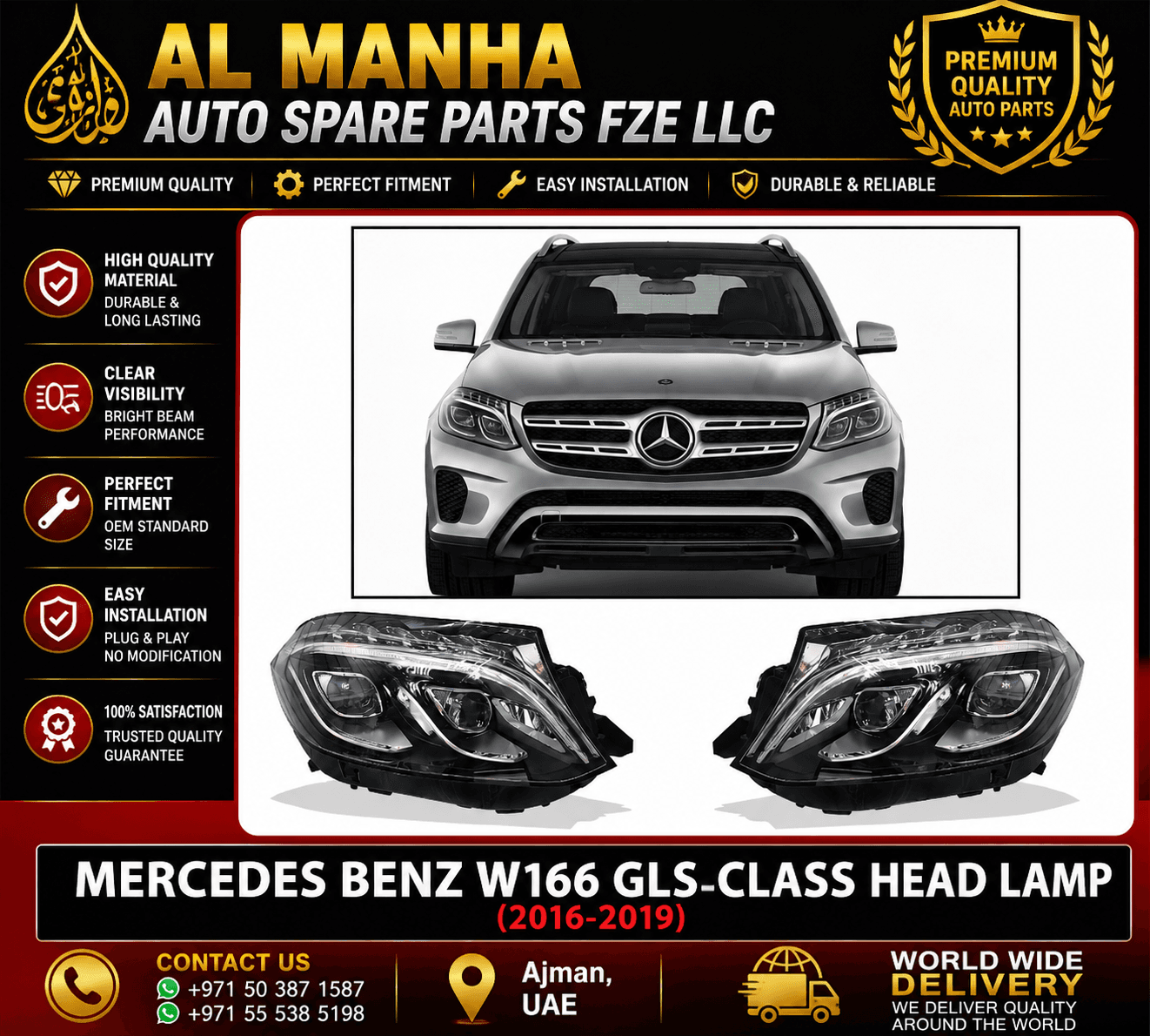 MERCEDES BENZ W166 GLS-CLASS HEAD LAMP (2016-2019)