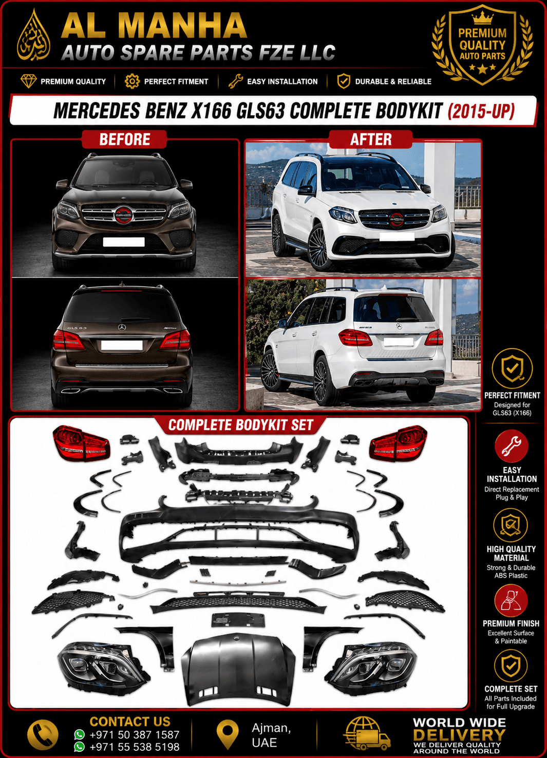 MERCEDES BENZ X166 GLS63 COMPLETE BODYKIT (2015-UP)