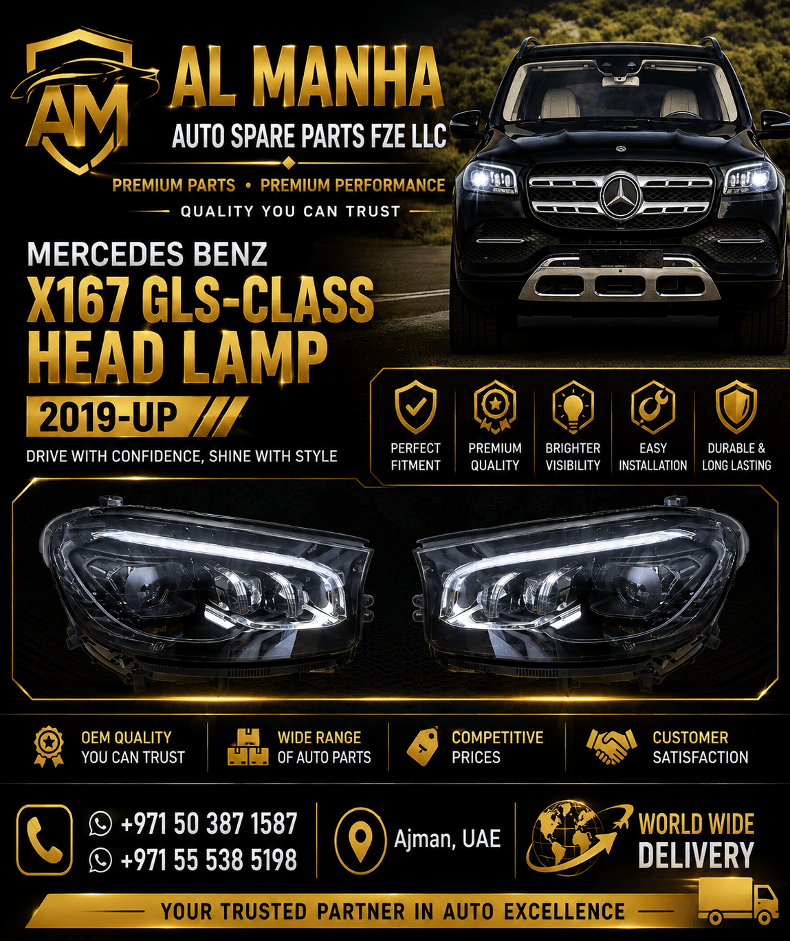 MERCEDES BENZ X167 GLS-CLASS HEAD LAMP 2019-UP