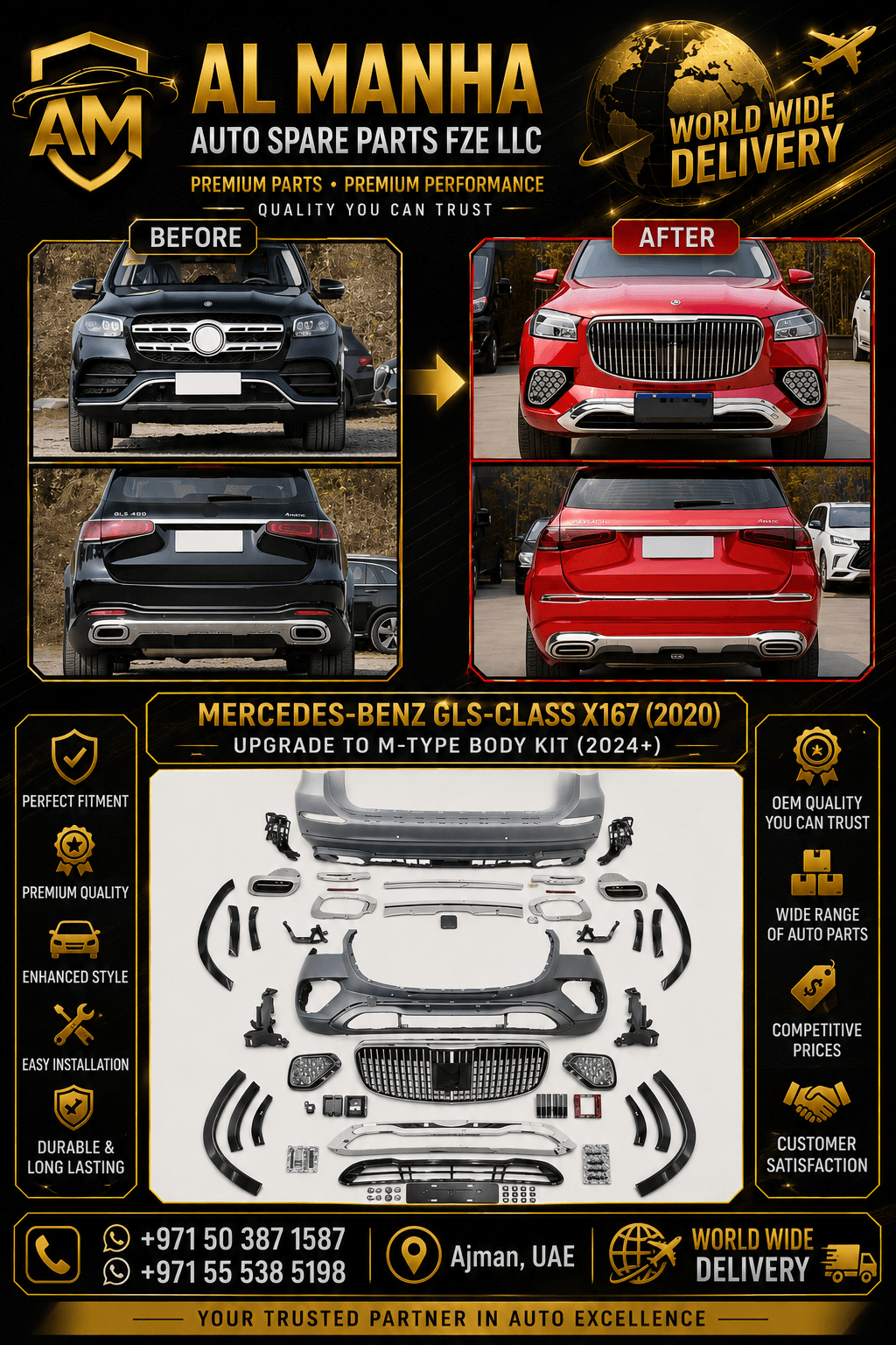 MERCEDES-BENZ GLS-CLASS X167 (2020) UPGRADE TO M-TYPE BODY KIT (2024+)